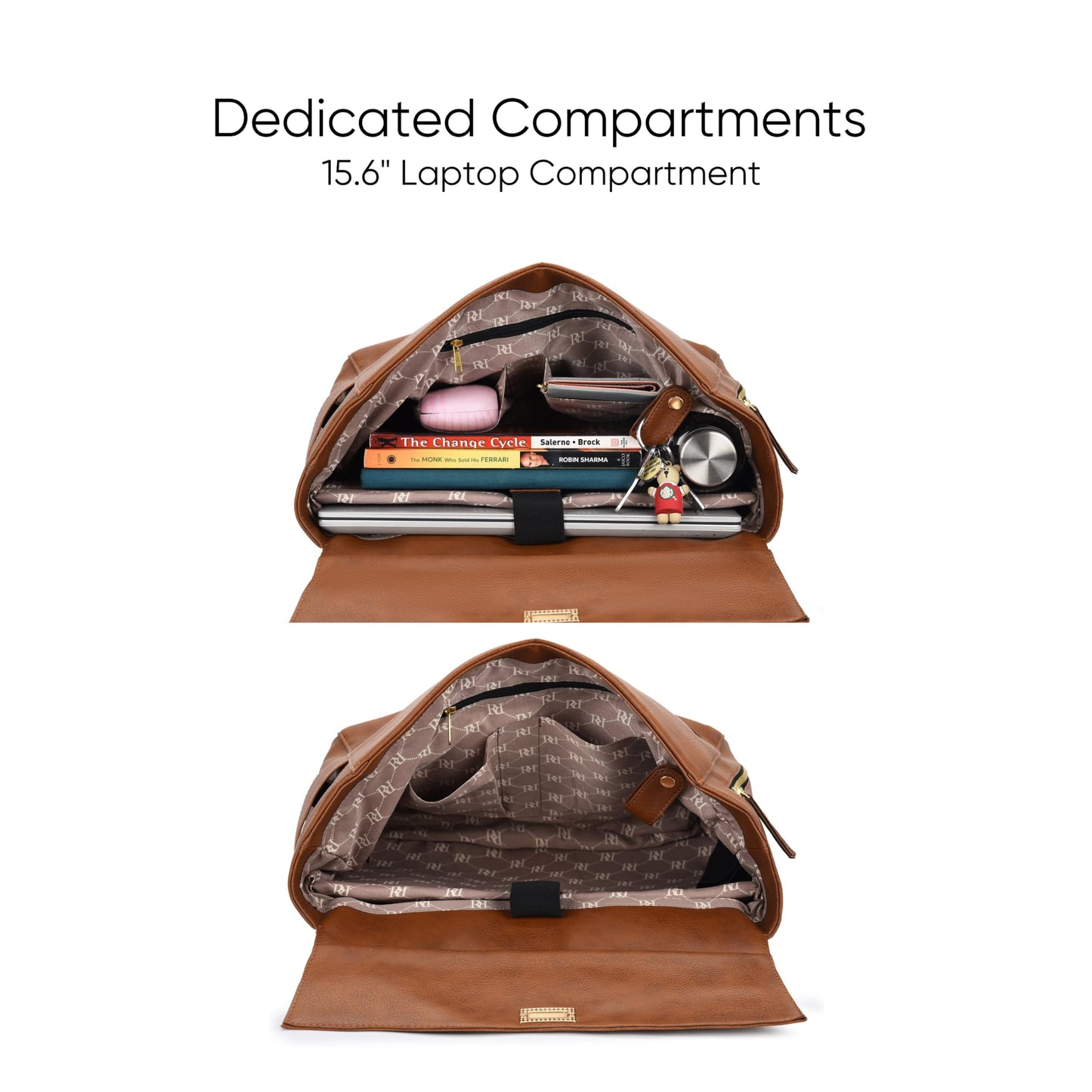 RASHKI ARIA Women tote bag | 15.6" Laptop Messenger Bag | Laptop Bag | Office Bag | College Bag | Vegan Leather (TAN)
