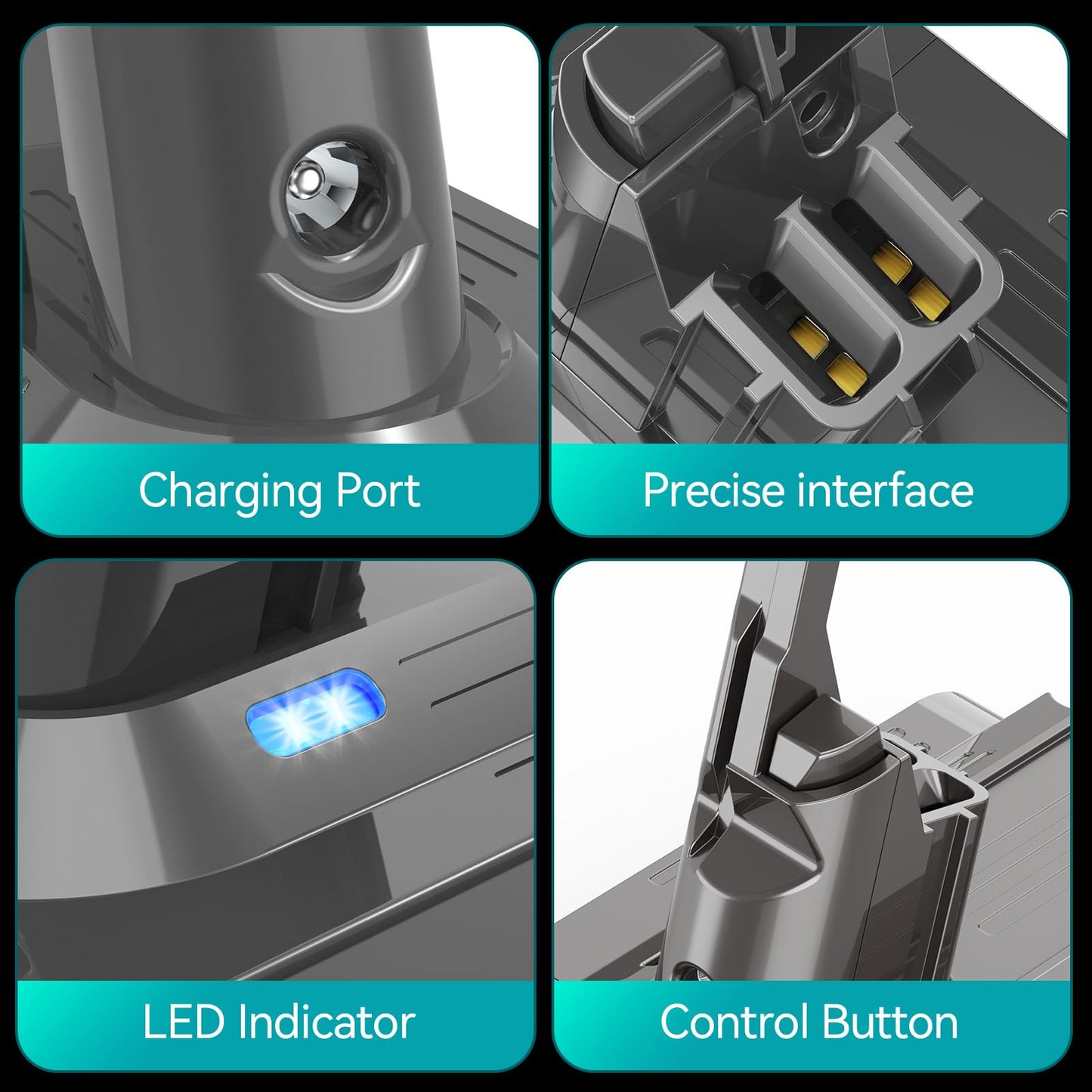 9000mAh Battery Replacement Compatible with Dyson V-8 Battery 21.6V - Compatible with Animal/ Absolute/ Motorhead/ Fluffy/ Trigger/ SV-10 Vacuum Cleaner with 2 Filters + Cleaning Brush + Screwdriver