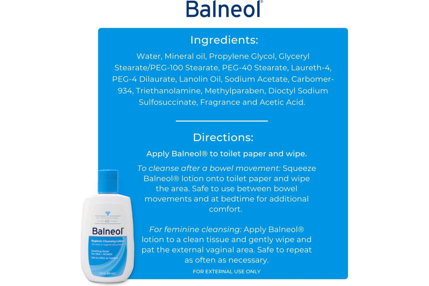 Balneol Hygienic Cleansing Lotion 3 oz (Pack of 3)
