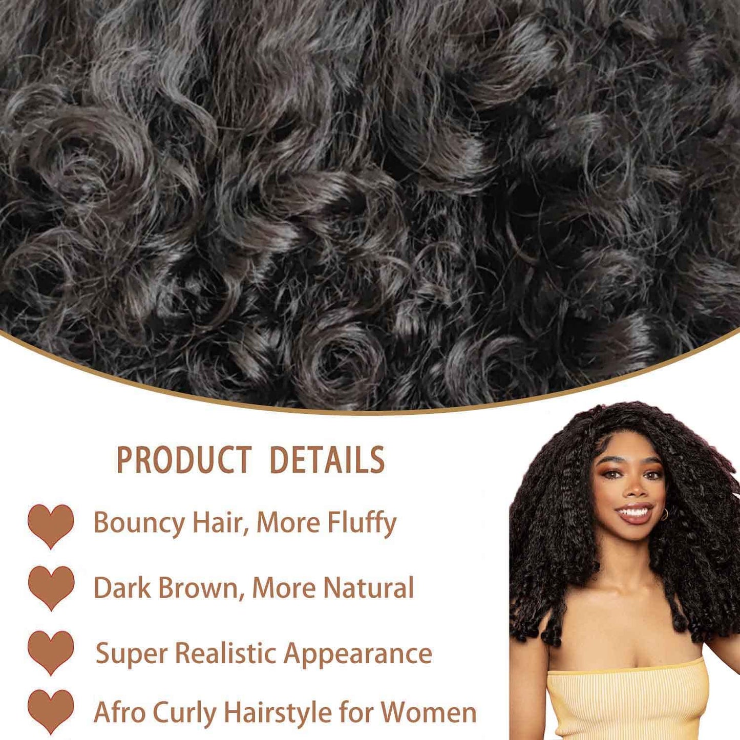 SOKU Afro Curly Lace Front Wig Synthetic Kinky Straight with Curly Ends T Part HD Transparent Swiss Lace Fluffy Bouncy Hair Wigs 20 Inch Dark Brown Heat Friendly Afro Wigs for Black Women