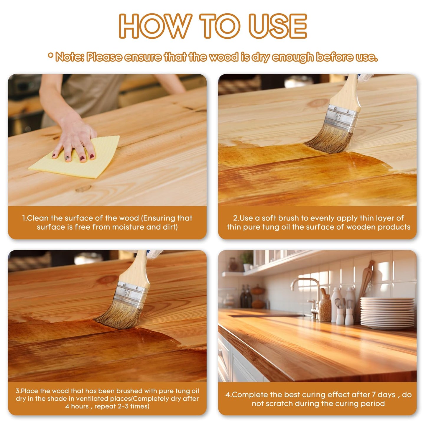 128 OZ Pure Tung Oil for Wood Outdoor/Indoor, Food Grade Sealer, 1 Gallon Tung Oil Finish, Waterproof Wood Oil for Furniture, Cutting Board, Teak, Floor — Food Safe, Indoor Use