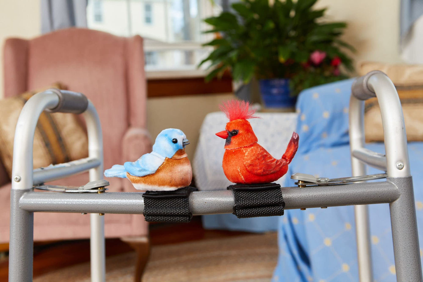Ageless Innovation - Joy For All Companion Pet For Seniors - Walker Squawker - Lifelike Animatronic Bird - Interactive Chirping - Walker Accessories - Therapy Toys For Alzheimers & Dementia - Bluebird