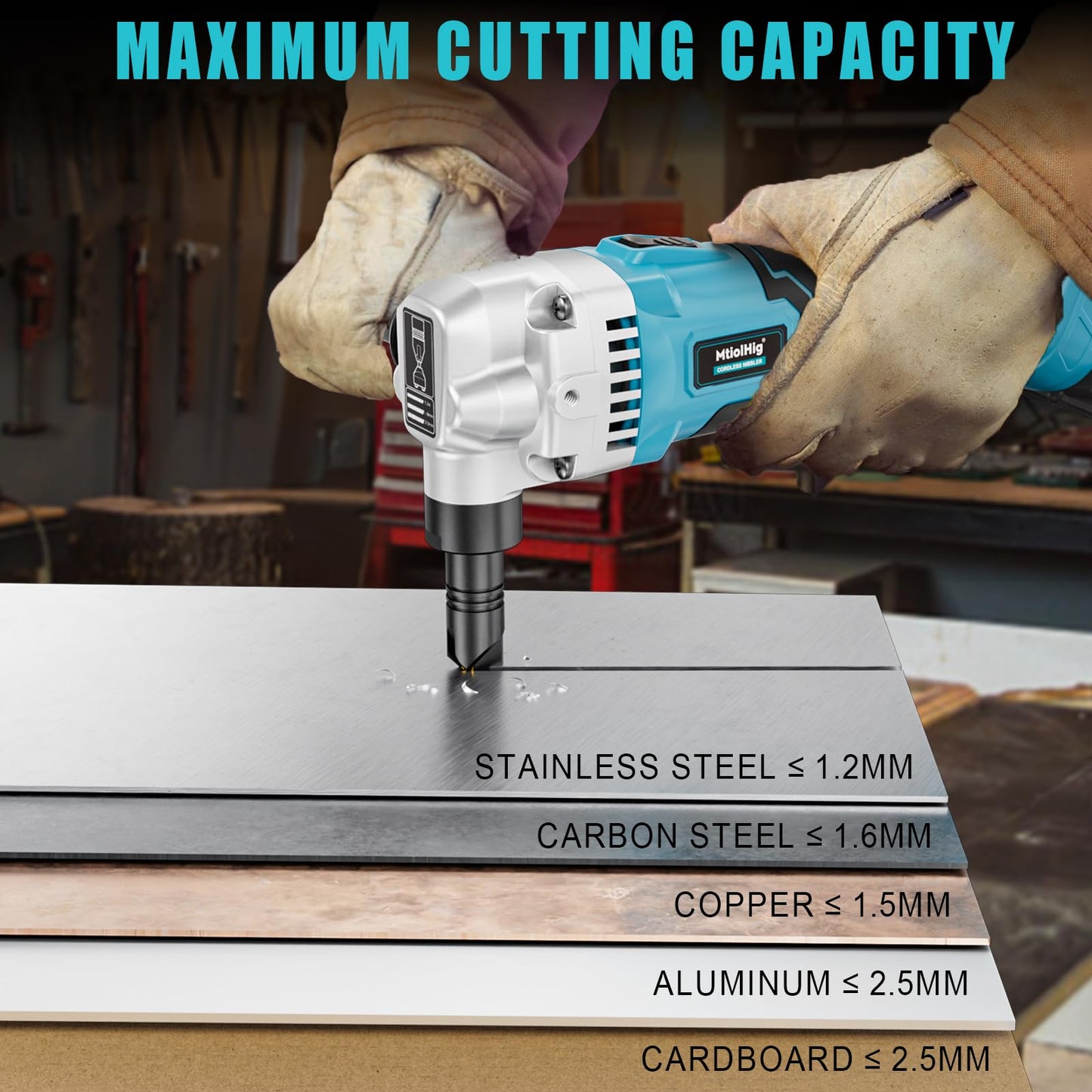 Cordless Metal Nibbler for Makita 18V Battery, 18-Gauge Electric Nibbler with Assist Handle & 2 Blades, 1900RPM Brushless Metal Cutter for Stainless Steel, No Battery