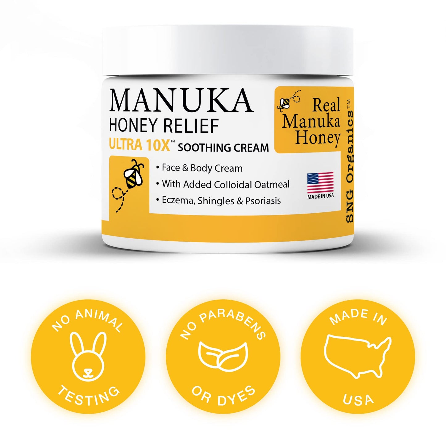 Manuka Honey Eczema Cream (8oz) Moisturizing Lotion Treatment Relief - Itchy, Dry Skin Healing Ointment - Skin-Soothing Moisturizer For Kids, Adults, Baby Body Mousse Honey Creme Eczema, Psoriasis