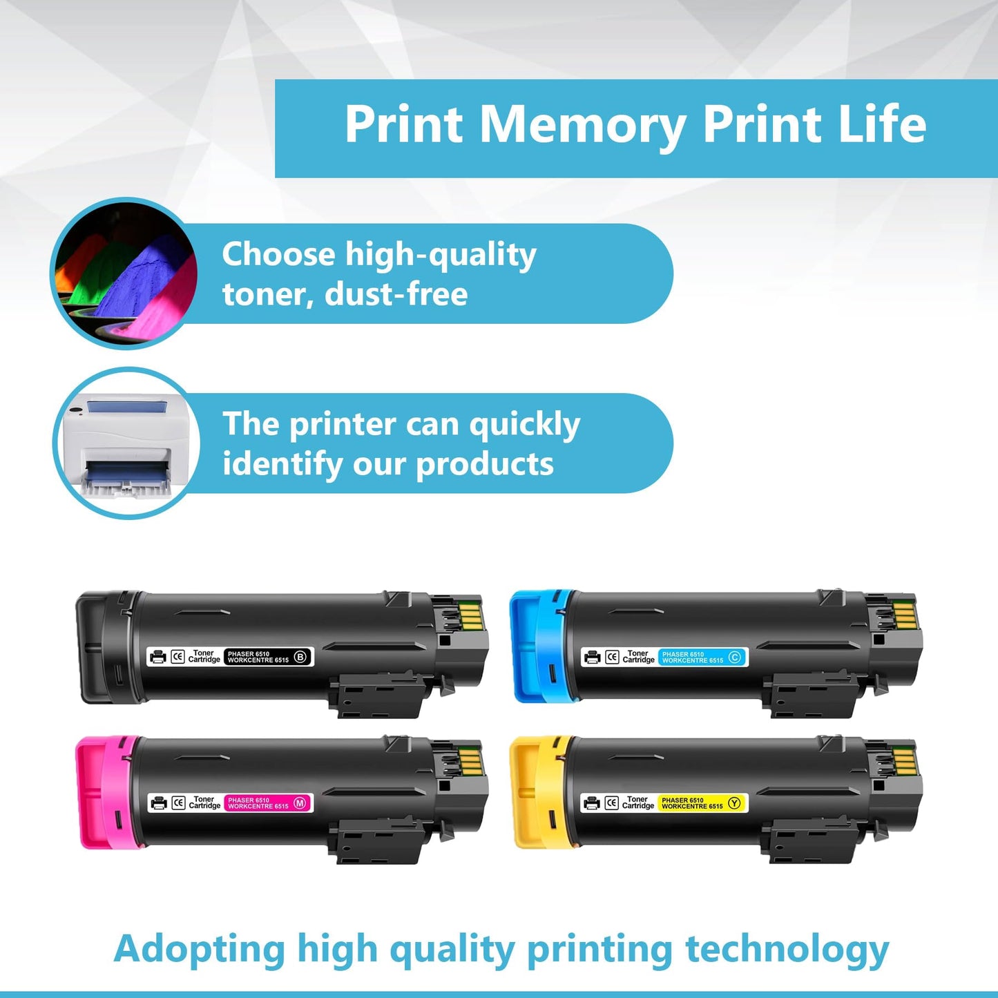 Phaser 6510 WorkCentre 6515 High Yield Toner Cartridge Set ( 4-Pack, Black/Cyan/Magenta/Yellow ) 106R03480 106R03477 106R03478 106R03479 Toner Replacement for Xerox Phaser 6510 WorkCentre 6515 Printer