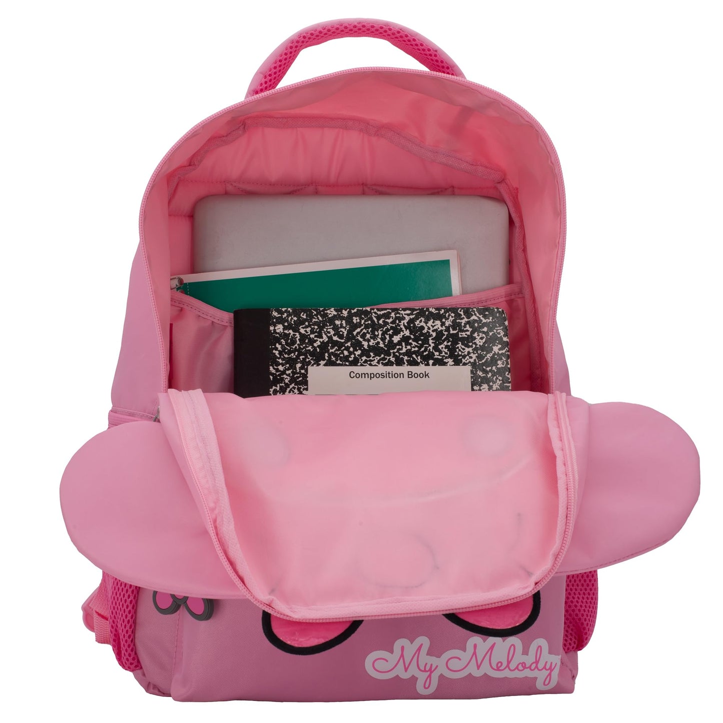 AI ACCESSORY INNOVATIONS Hello Kitty My Melody Backpack for Girls, Sanrio Kawaii Bookbag, 16 Inch Anime School Bag with 3D Features,