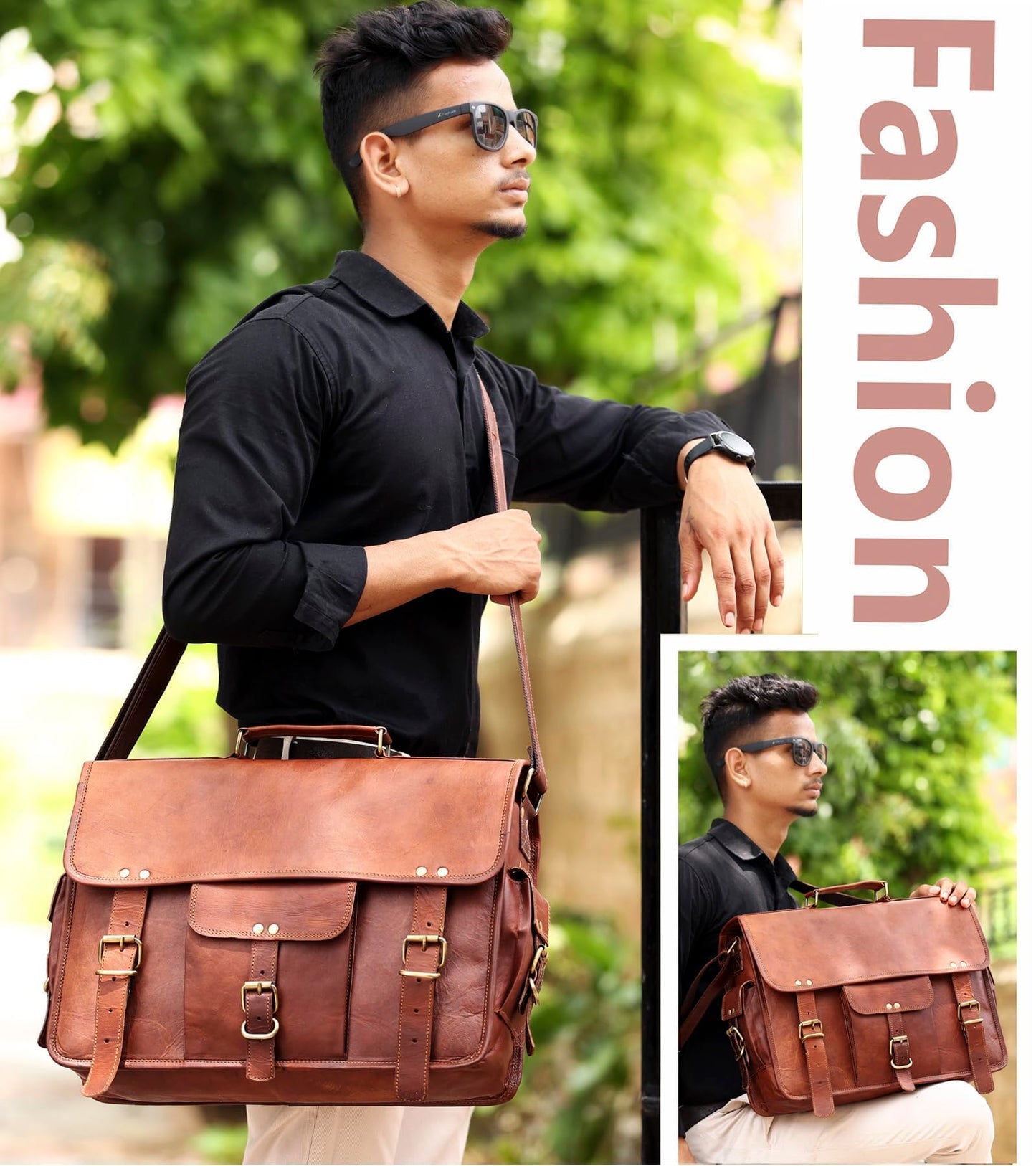Alaska exports Leather Laptop Bag | Leather Messenger for Men and Women | Briefcases for Men | A Perfect Satchel can be Used for School and Work (11 x 15 inchs)