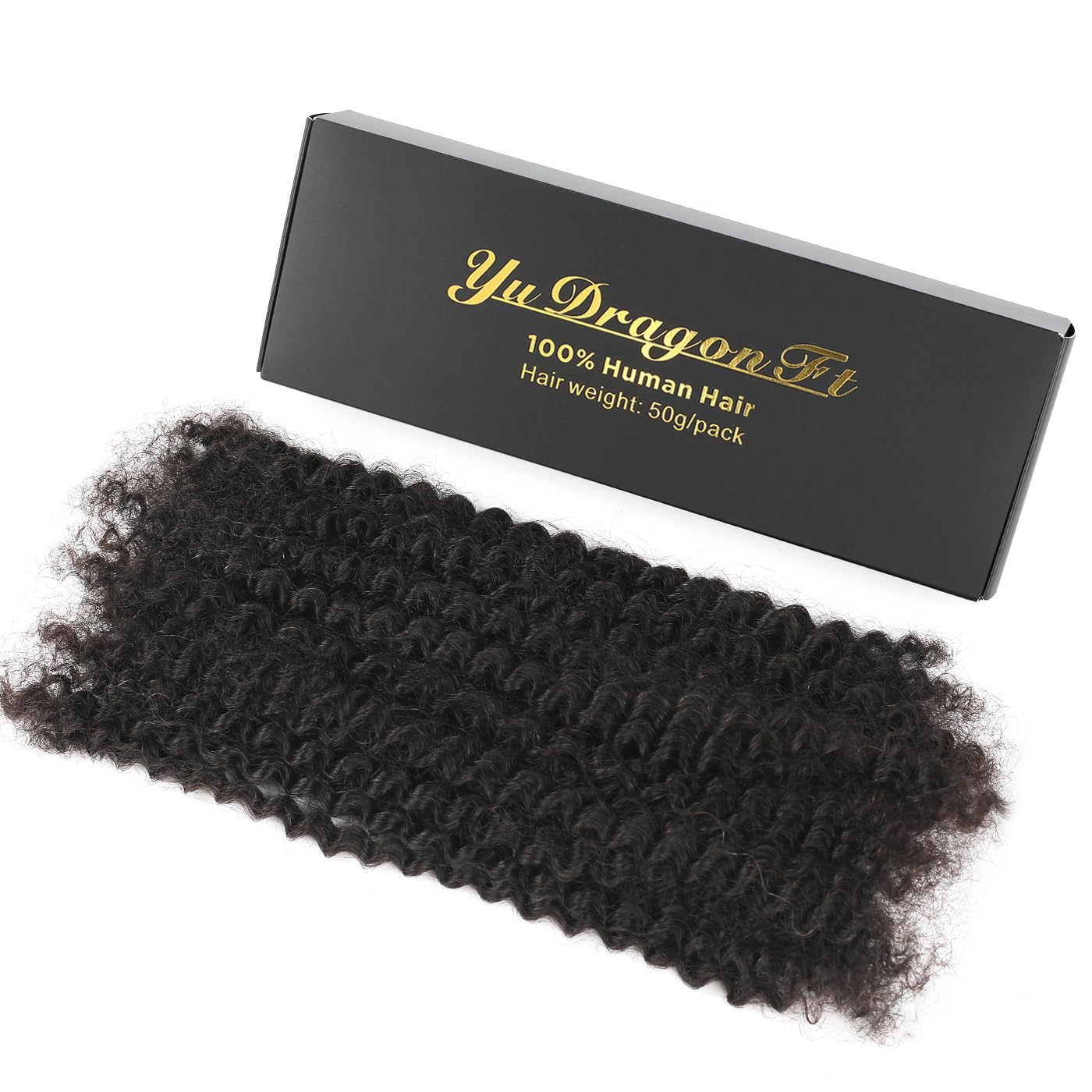 Afro Kinky Curly Human Hair Bulk for Permanent Micro Locs/Twists/Braids/Repair Locs Afro Kinky Human Hair for Locs 1 Pack 50 Gram (1B, 18inch)