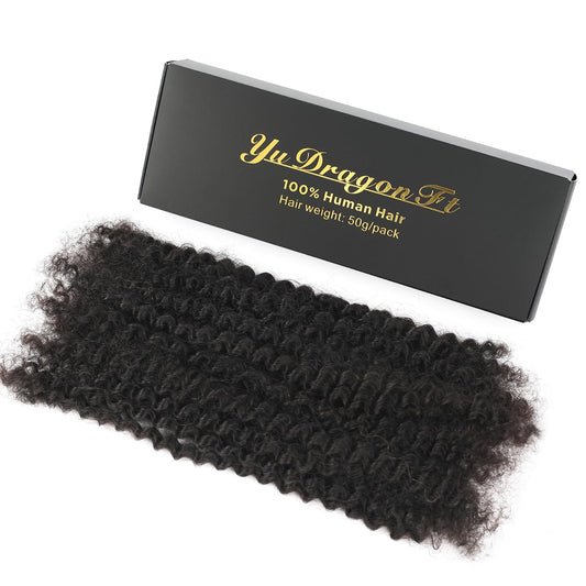 Afro Kinky Curly Human Hair Bulk for Permanent Micro Locs/Twists/Braids/Repair Locs Afro Kinky Human Hair for Locs 1 Pack 50 Gram (1B, 18inch)
