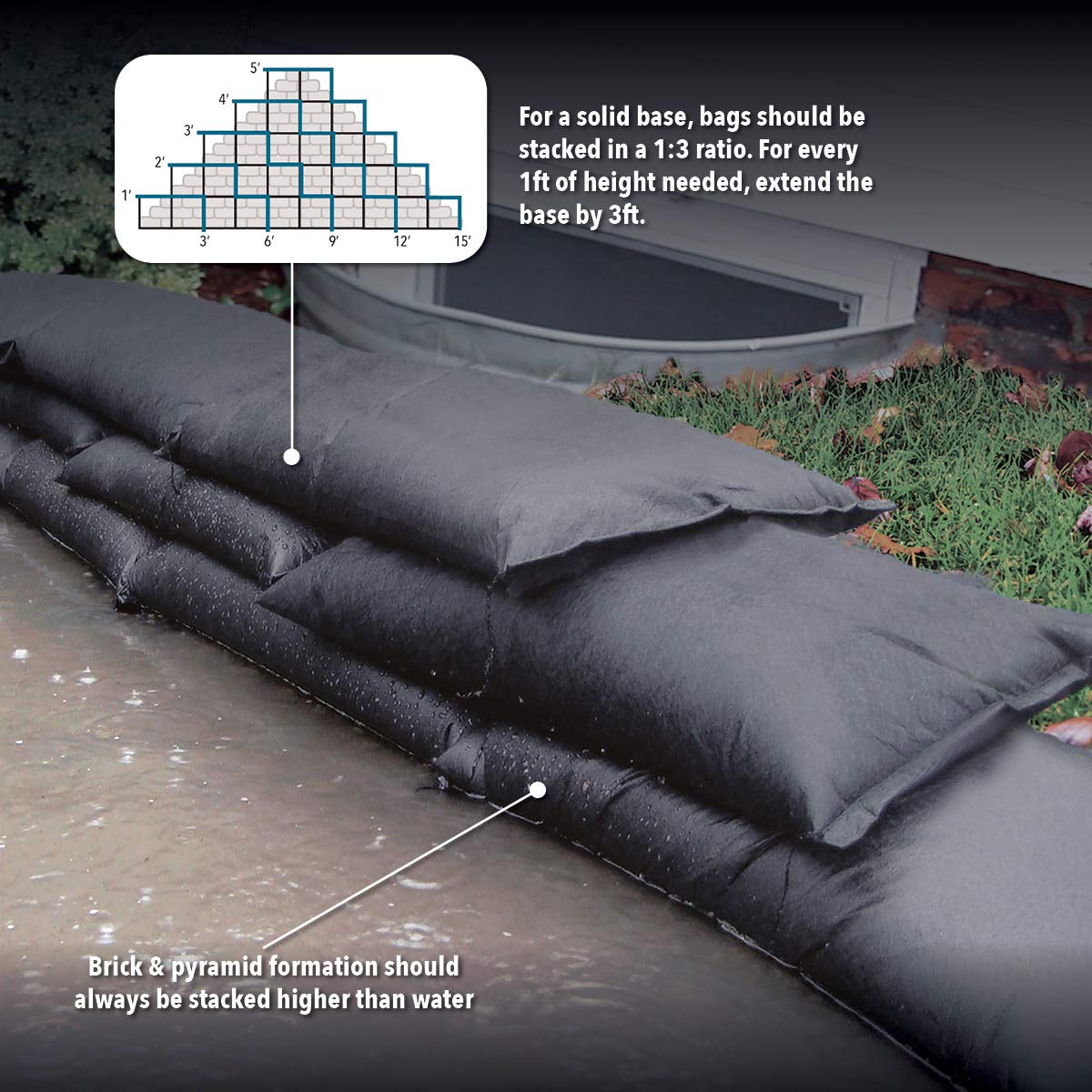 Quick Dam - QD1224-6 Water Activated Flood Bags 1ft x 2ft, 6-Pack