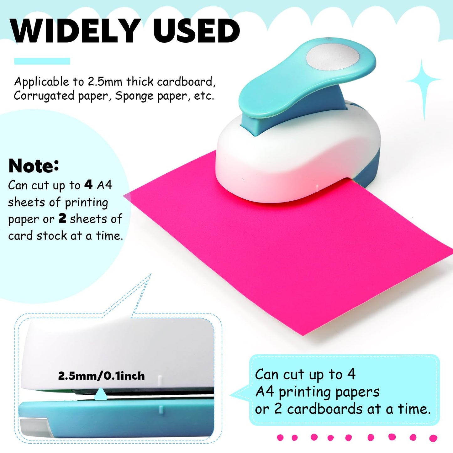 CHENGU 6 Pcs Circle Punch Set 3in/2in/1.5in/1in/0.6in/0.3in Scrapbook Hole Punchers Crafting with 10 Sticker Paper Round Cutter Scrapbook for Office Supplies DIY Albums Photos(Blue)