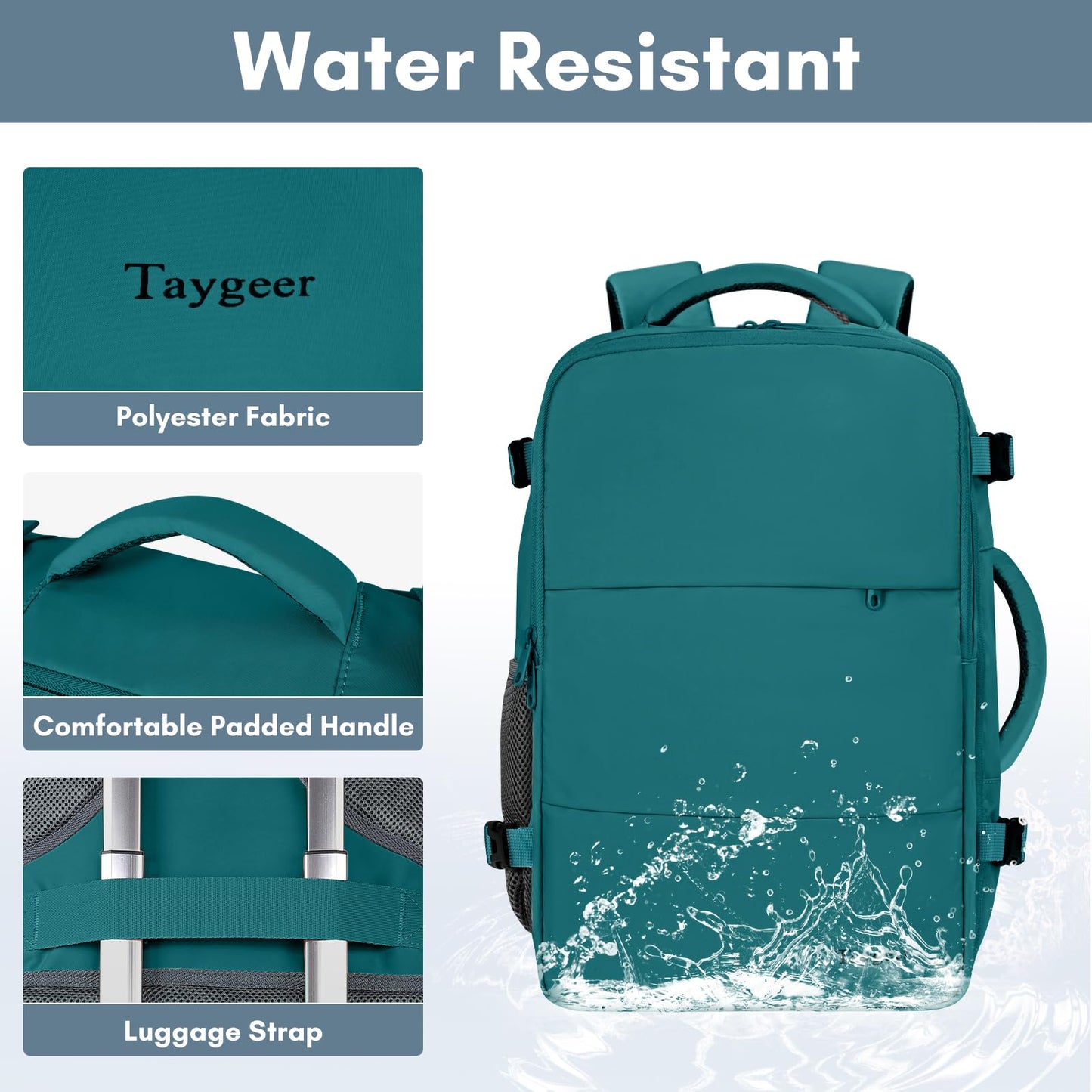 Taygeer Laptop Backpack, Airline Approved Carry On with 17.3 inch Laptop Compartment, TSA Friendly Backpack for Nursing Doctor Business Travel, Travel Daypack for Work Essentials, Peacock Blue
