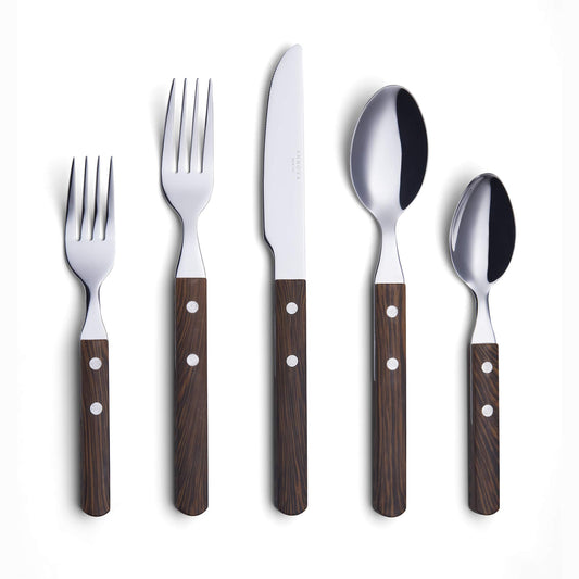 ANNOVA Silverware Set Stainless Steel Cutlery Color Handle With Rivet/Retro Flatware (Walnut/Wood 303, 20 Pieces)
