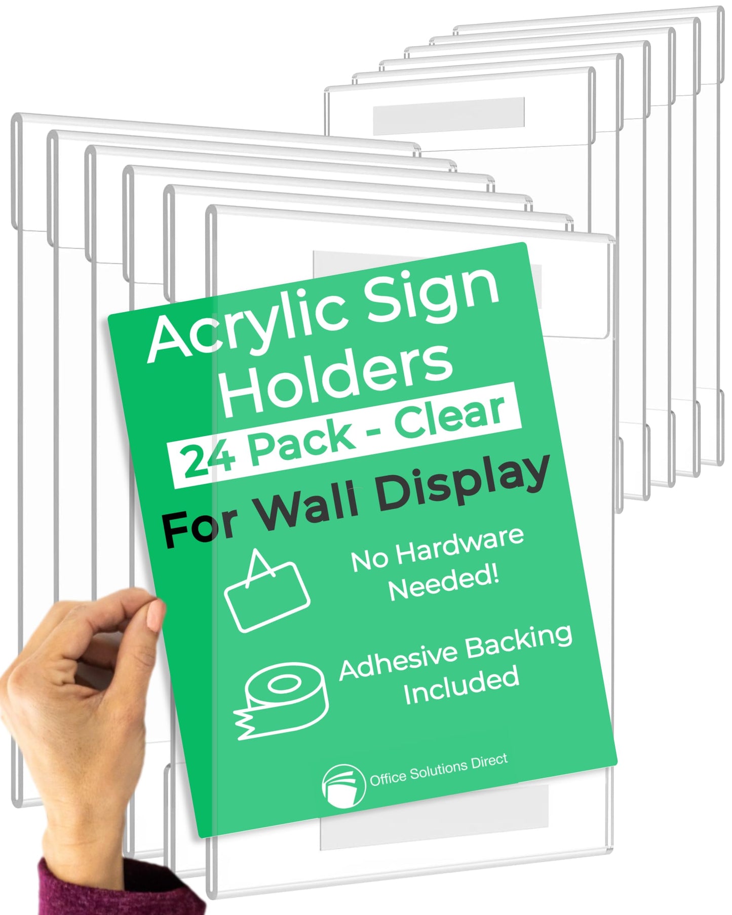 Acrylic Sign Holder 8.5 x 11 [Set of 24] for Wall Display | Clear Sign Holders 8.5x11 Acrylic Sign Holder | Plastic Document Holder, Promotional Display, Business & Store Sign Holders