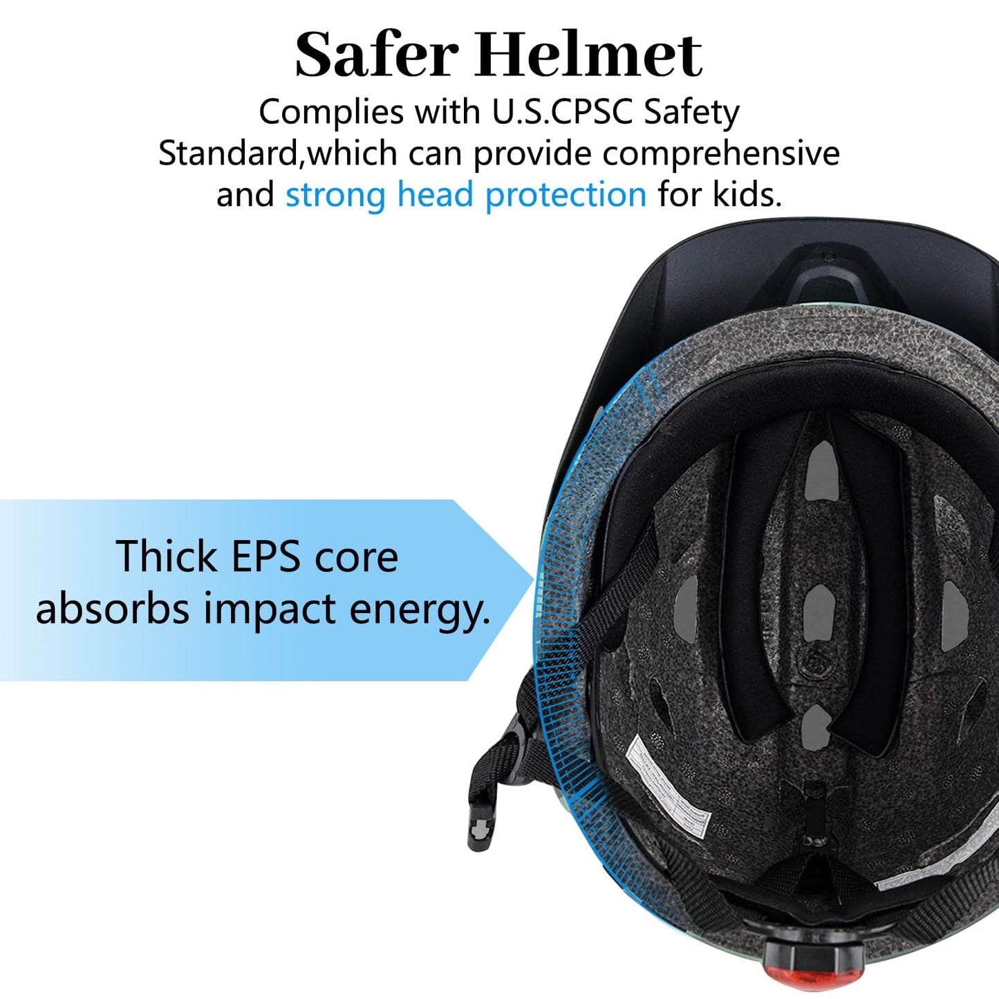 Bilaki Kids Bike Helmet, Youth Toddler Boys Girls Helmets, 2 Size Adjustable for Ages 2-3-5-8-14 Years, Child Helmet with Visor and LED Light, Lightweight Multi-Sport Bicycle Scooter Cycling Helmets