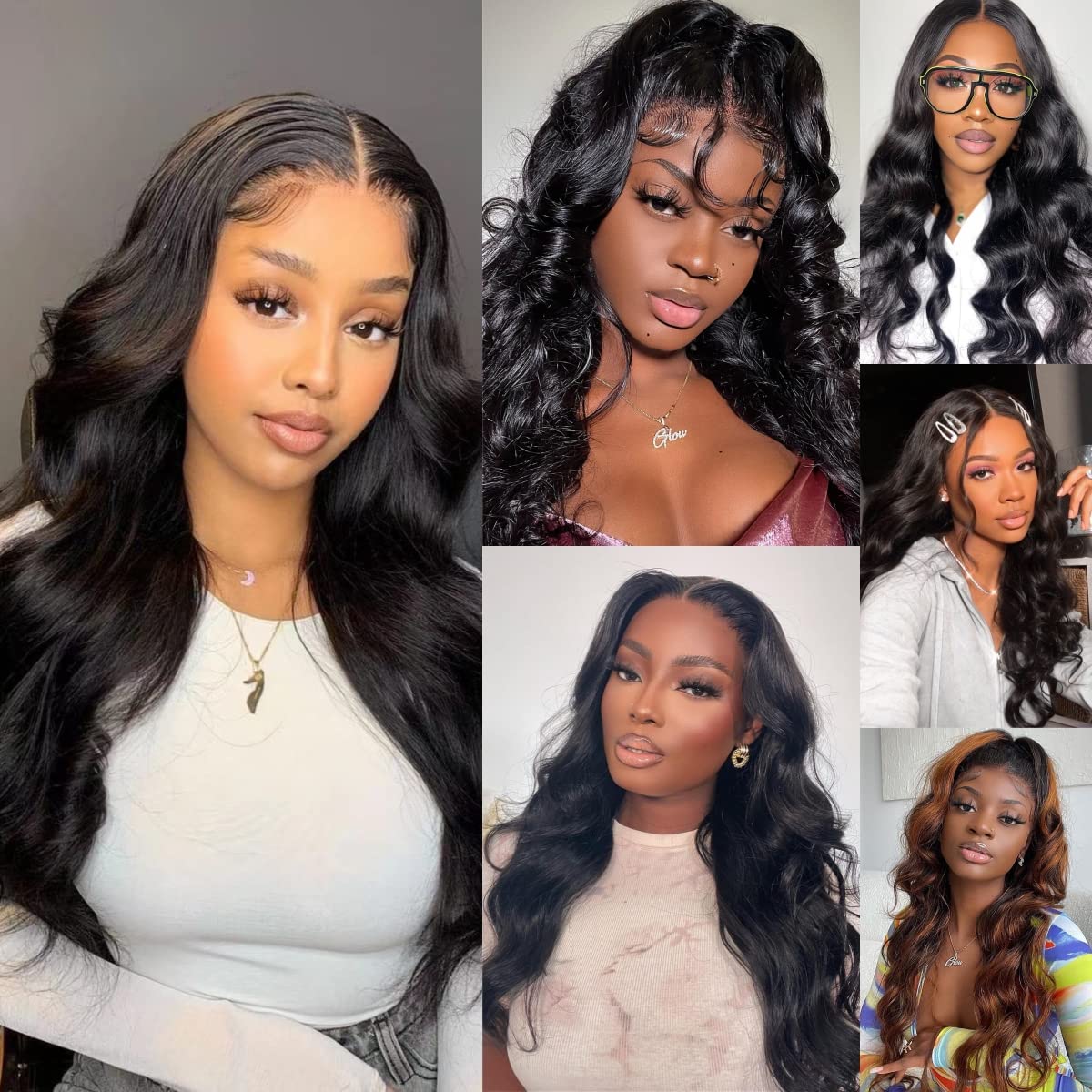 Body Wave Bundles Human Hair 14 16 18 Inch 100% Unprocessed Brazilian Human Hair 3 Bundles For Black Women Body Wave Hair Extensions Natural Color