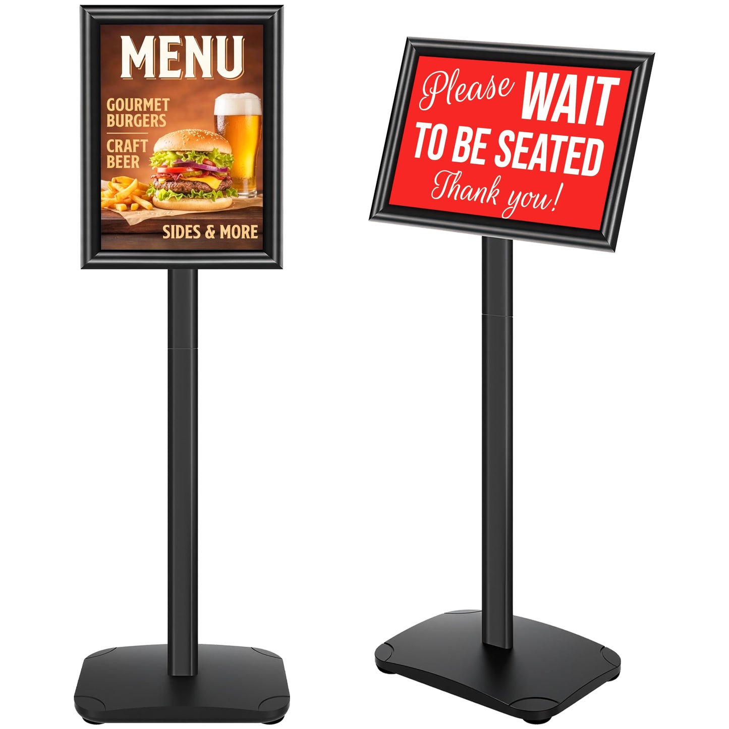 Pedestal Sign Holder Stand with Heavy Duty Base, 8.5x11 Inch Floor Standing Sign Holder, Vertical & Horizontal Menu Stand for Display Indoor/Outdoor Advertising, Poster, Restaurant Menu, Store, Black