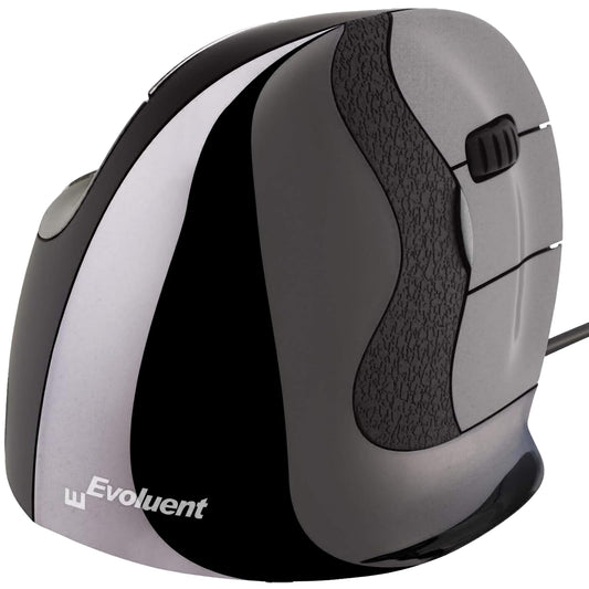 Evoluent VMDM Vertical Mouse 4 for Right Hand – Ergonomic Mouse Wired USB, Helps Reduce Carpal Tunnel, Adjustable Speed & Programmable Buttons, Vertical Ergonomic Wired Mouse, Gaming & Office Use