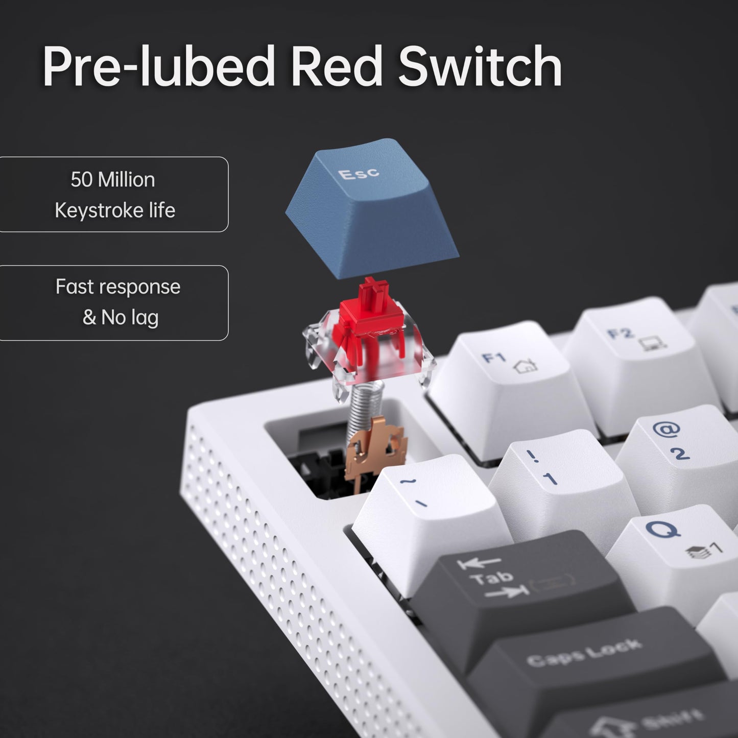 KEMOVE K98SE Mechanical Gaming Keyboard, 98 Keys LED Backlit Programmable Keyboard, 96% Wired Computer Keyboard with Double Sound Dampening Foam, Pre-lubed Red Switch