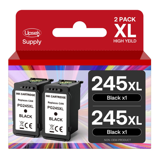 245XL Black Ink Cartridge for Canon Ink 245 245XL Compatible with Canon Pixma MX490 MX492 MG2522 MG2420 MG2920 MG2924 MG3022 TS202 TS302 TS3120 TS3320 TS3322 TR4500 TR4520 TR4522 (2 Black)