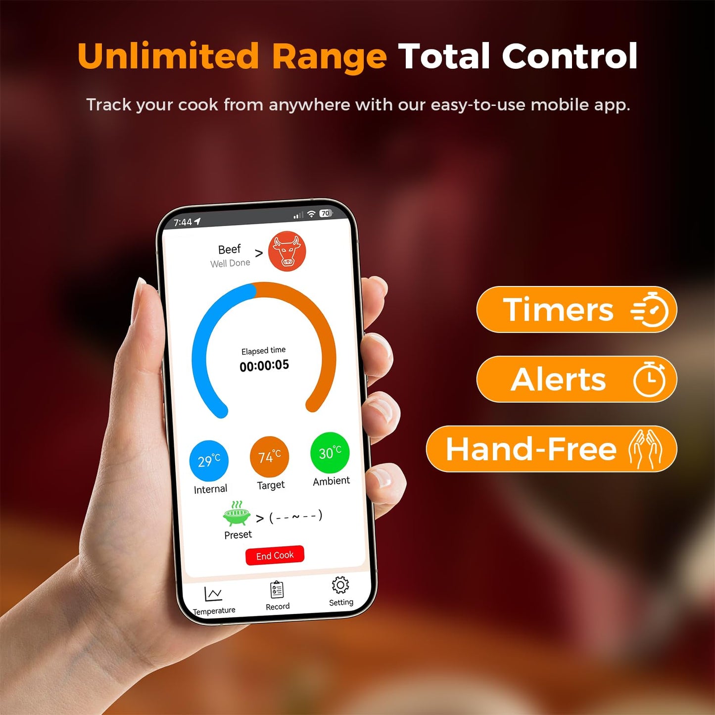 Smart Wireless Meat Thermometer,Digital Cooking Thermometer with Dual High-Accuracy Sensors, 2 Pack Ceramic Heat-Resistant Probe, Instant Read LCD & App Control for Kitchen,BBQ,Oven,Grill,Air Fryer