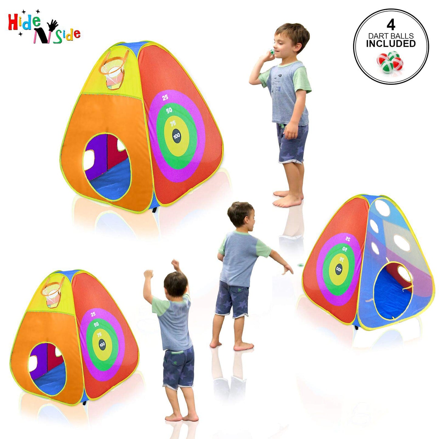 Gift for Toddler Boys & Girls, Ball Pit, Play House and Tunnels for Kids, Best Birthday Gift for 3 4 5 Year Old Pop Up Baby Play Toy, Target Game w/ 4 Darts Indoor & Outdoor, Pit Balls Not Included