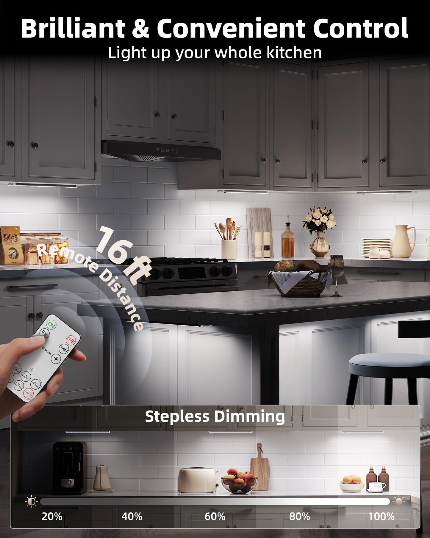 EZVALO Under Cabinet Lighting with Charging Station, Rechargeable Motion Sensor Light Indoor, Dimmable Closet Lights Wireless, 6500K, Motion Activated Under Counter Lights for Kitchen,Pantry(3 Pcs)