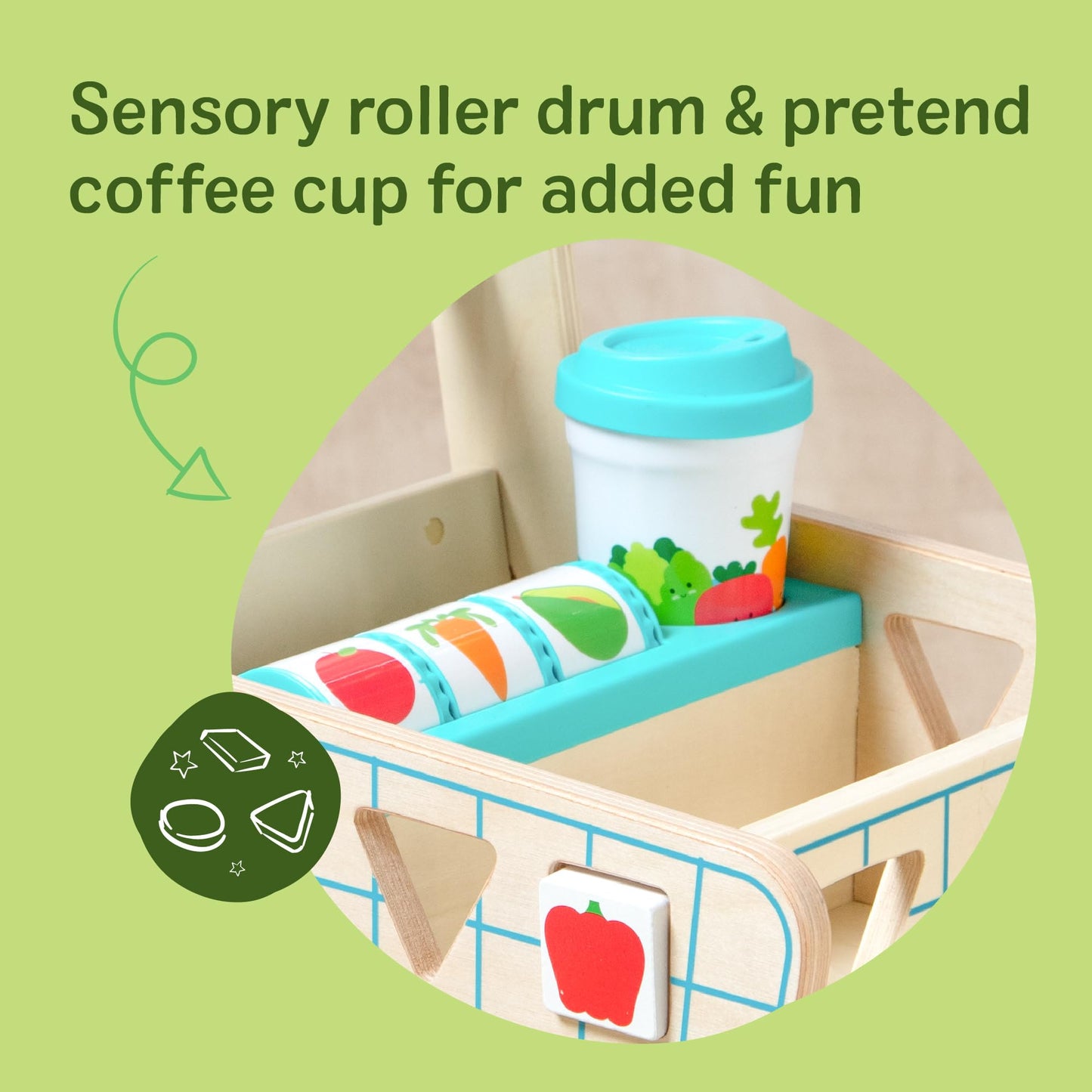 Melissa & Doug Wooden Shape Sorting Grocery Cart Push Toy and PuzzlesPretend Play Grocery Toys, Sorting and Stacking Toys for Infants and Toddlers Ages 1+