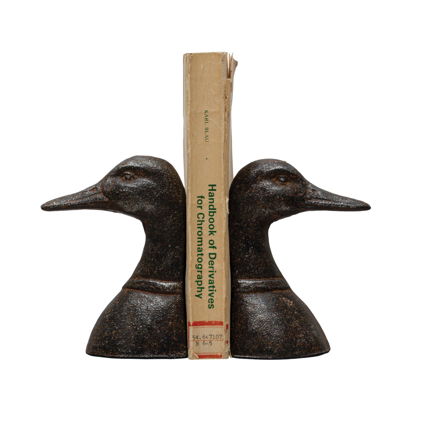 Creative Co-Op Decorative Distressed Cast Metal Duck Head Bookends, Black, Set of 2