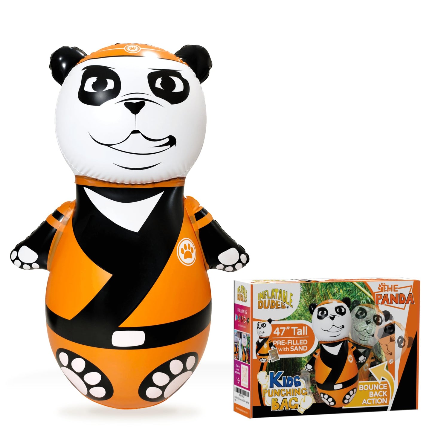 INFLATABLE DUDES Panda 47 Inches -Kids Punching Bag | Already Filled with Sand| Bop Bag | Premium Inflatable Toy | Party Games - Indoor Outdoor- | Bounce-Back Action | Punching Bag for Kids- (Bambam)