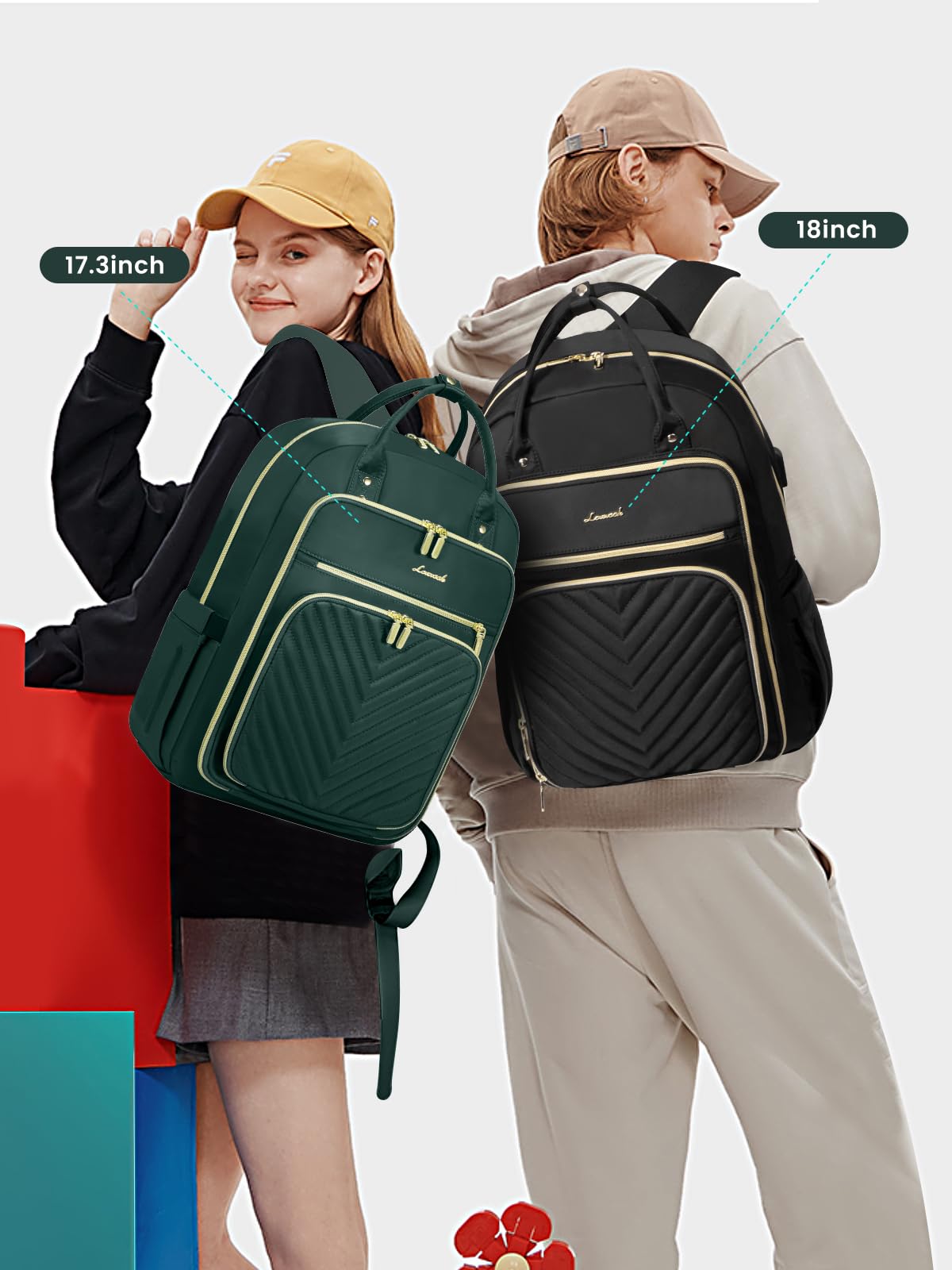 LOVEVOOK Laptop Backpack for Women, Water Resistant Travel Work Backpacks Purse Stylish Business Teacher Nurse Computer Bag with USB Charging Port,Dark Green
