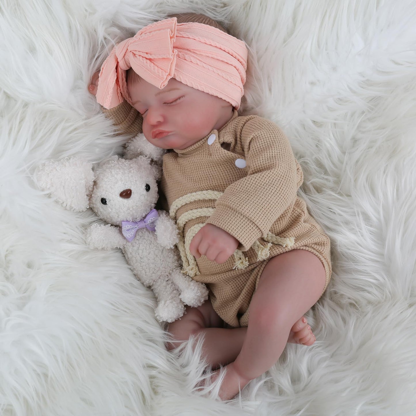 KSBD Lifelike Reborn Baby Dolls-20 inch Sleeping Realistic Newborn Baby Dolls, Soft Cloth Body with Feeding Toy for Kids Age 3 +
