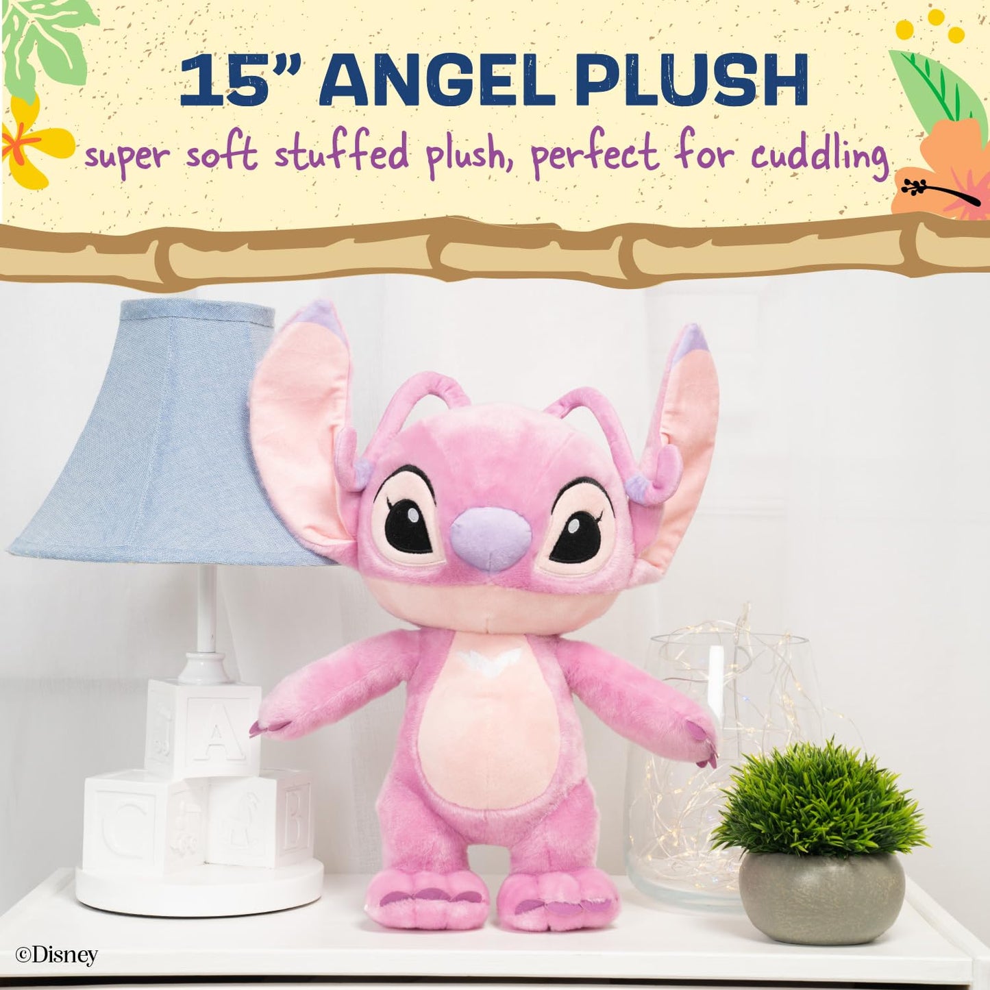 Disney Kids Preferred Baby Lilo & Stitch Angel Soft Huggable Stuffed Animal Cute Plush Toy for Toddler Boys and Girls, Gift for Kids, Pink Angle 16 Inches