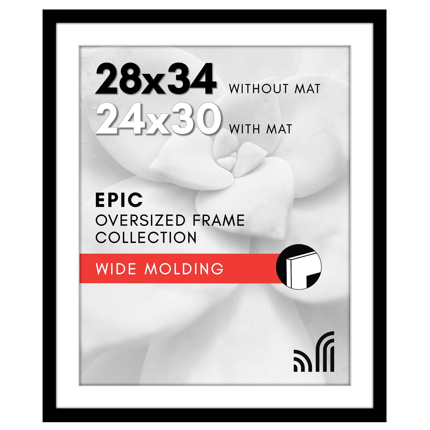 Americanflat 28x34 Poster Frame - Black Engineered Wood with Polished Plexiglass - Wide Picture Frame for Vertical or Horizontal Wall Display - Epic Collection - Black