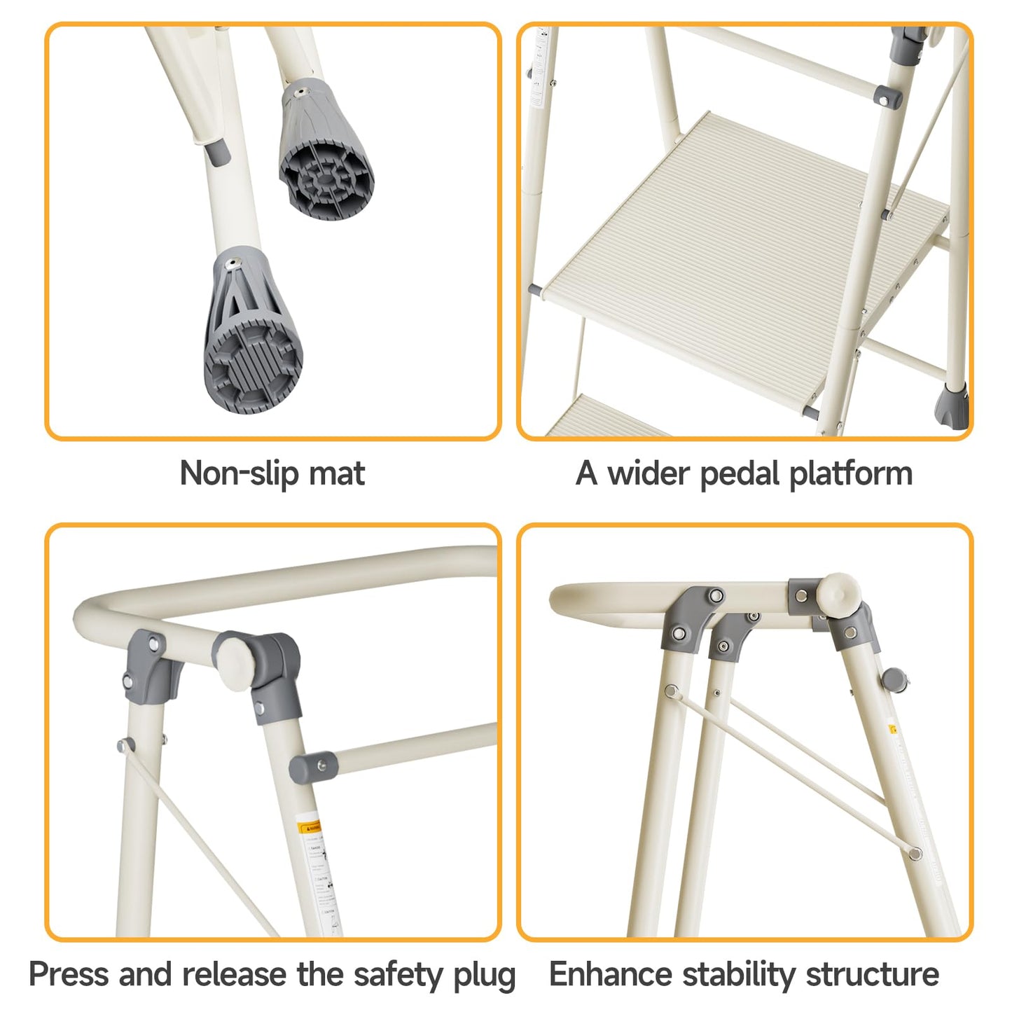 LEDLAY Aluminum Foldable Toddler Tower 2 Steps, Kids Step Stool for Kitchen, Toddler Kitchen Stool Helper with Anti-Drop Safty Railing, Multi-Functional Learning Tower with Anti-Slip Design, Gray