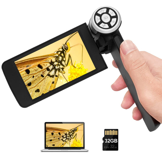 Andonstar AD203 Handheld Digital Microscope, Portable Pocket USB Coin Microscope with 4 inch Screen for Kids and Adults, Black, Electronic FHD Video, Windows Mac PC