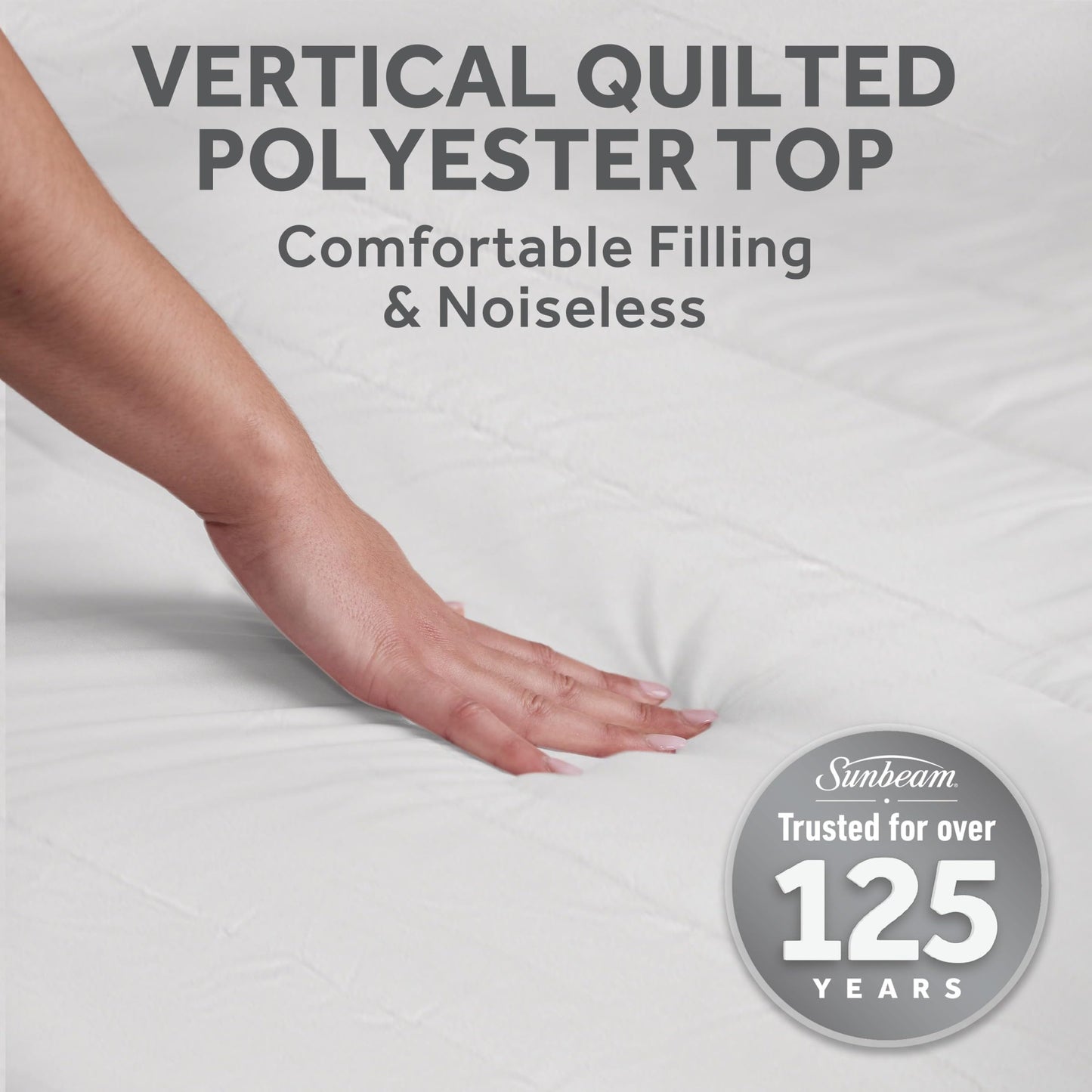Sunbeam Electric Restful Quilted Heated Mattress Pad Queen 80" x 60" 12 Heat Settings 12-Hour Auto Shut-Off Extra-Cozy Fabric Deep Pocket Fit Machine Washable