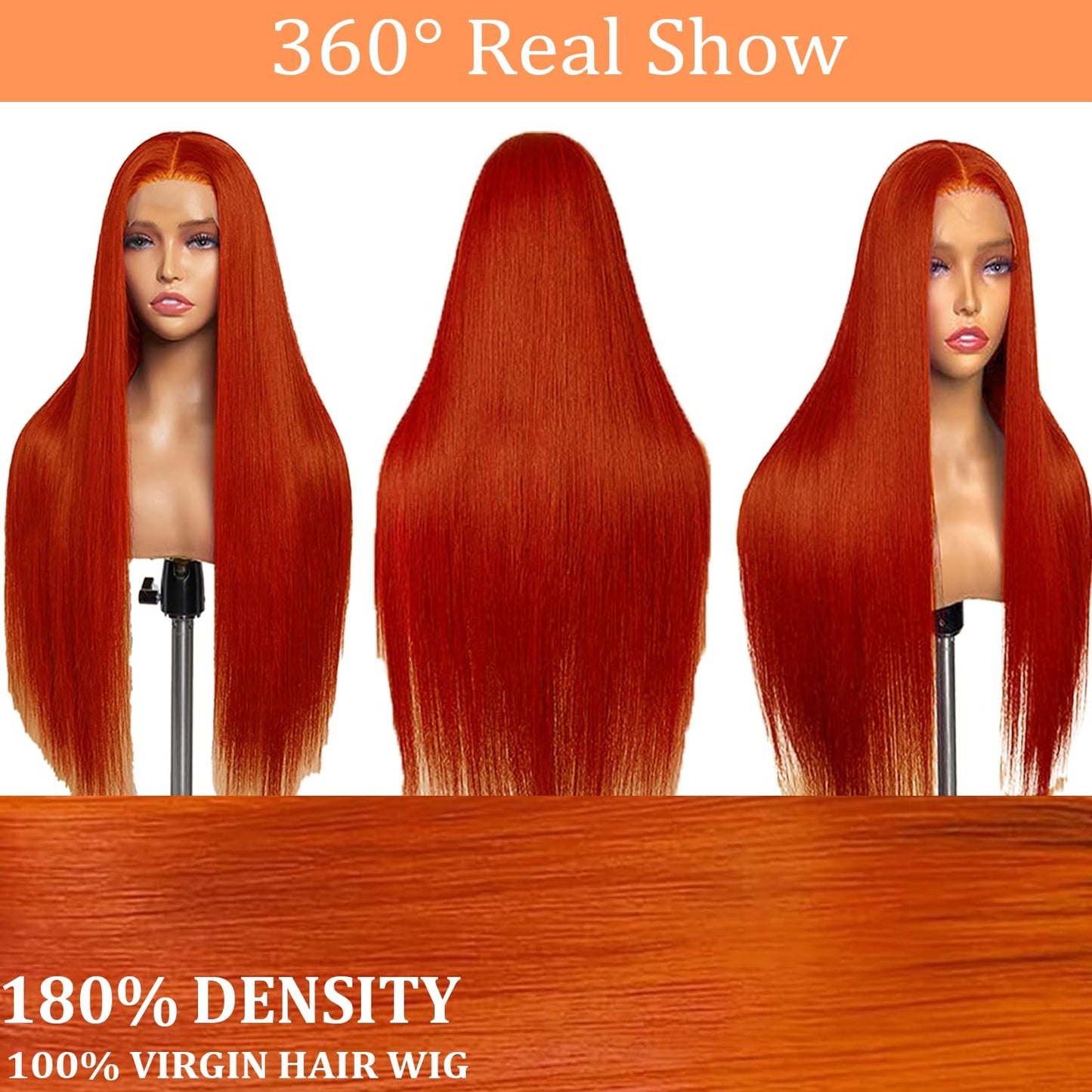 PANDA ANGEL Ginger Wig Human Hair 13x4 Straight Ginger Orange Lace Frontal Wigs Human Hair Hd Transparent Wear and Go Glueless Wigs Human 350# Ginger Straight Wig Human Hair for Women 26 Inch