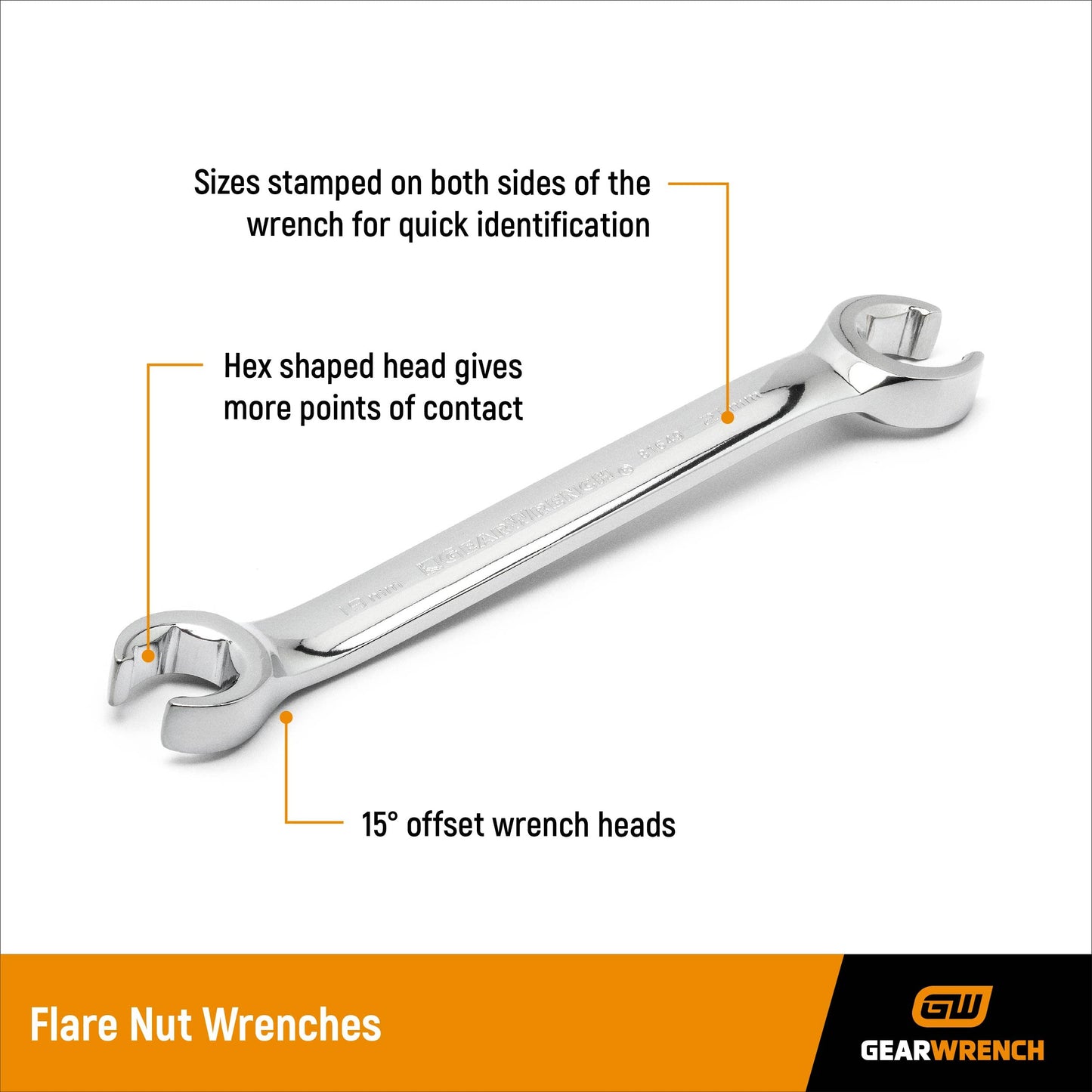 GEARWRENCH 6 Pc. Flare Nut Wrench Set, SAE - 81907