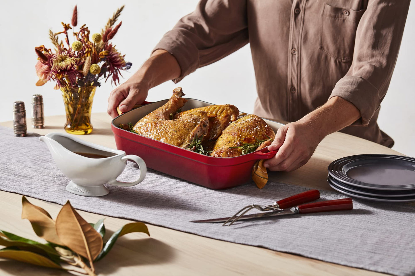 Le Creuset Heritage Stoneware Gravy Boat, White