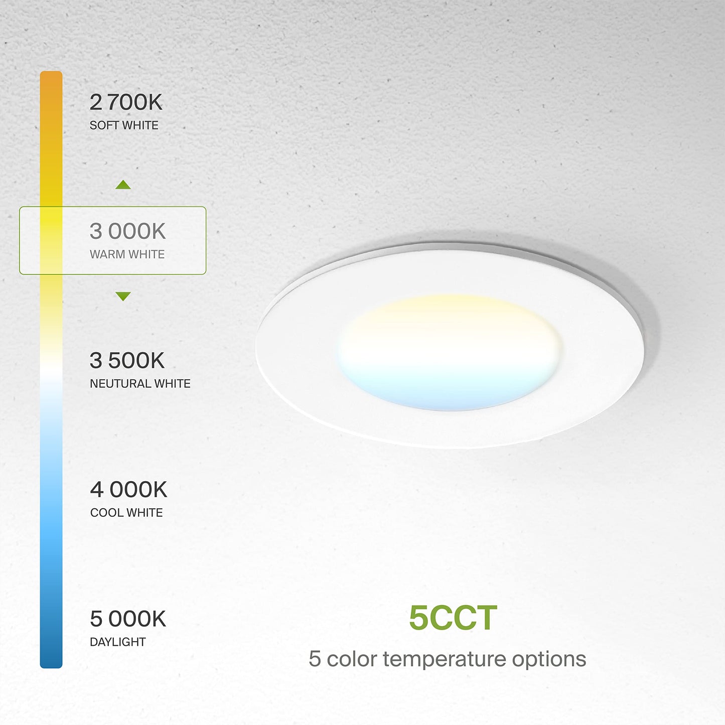 ASD 12 Pack 3 Inch LED Recessed Light, 6W 5 CCT 2700K-5000K CRI90+, IC Rated Ultra Thin Dimmable Ceiling Lights with J Box, Canless Wafer Downlight, Round Slim Panel Lighting, UL Energy Star, White