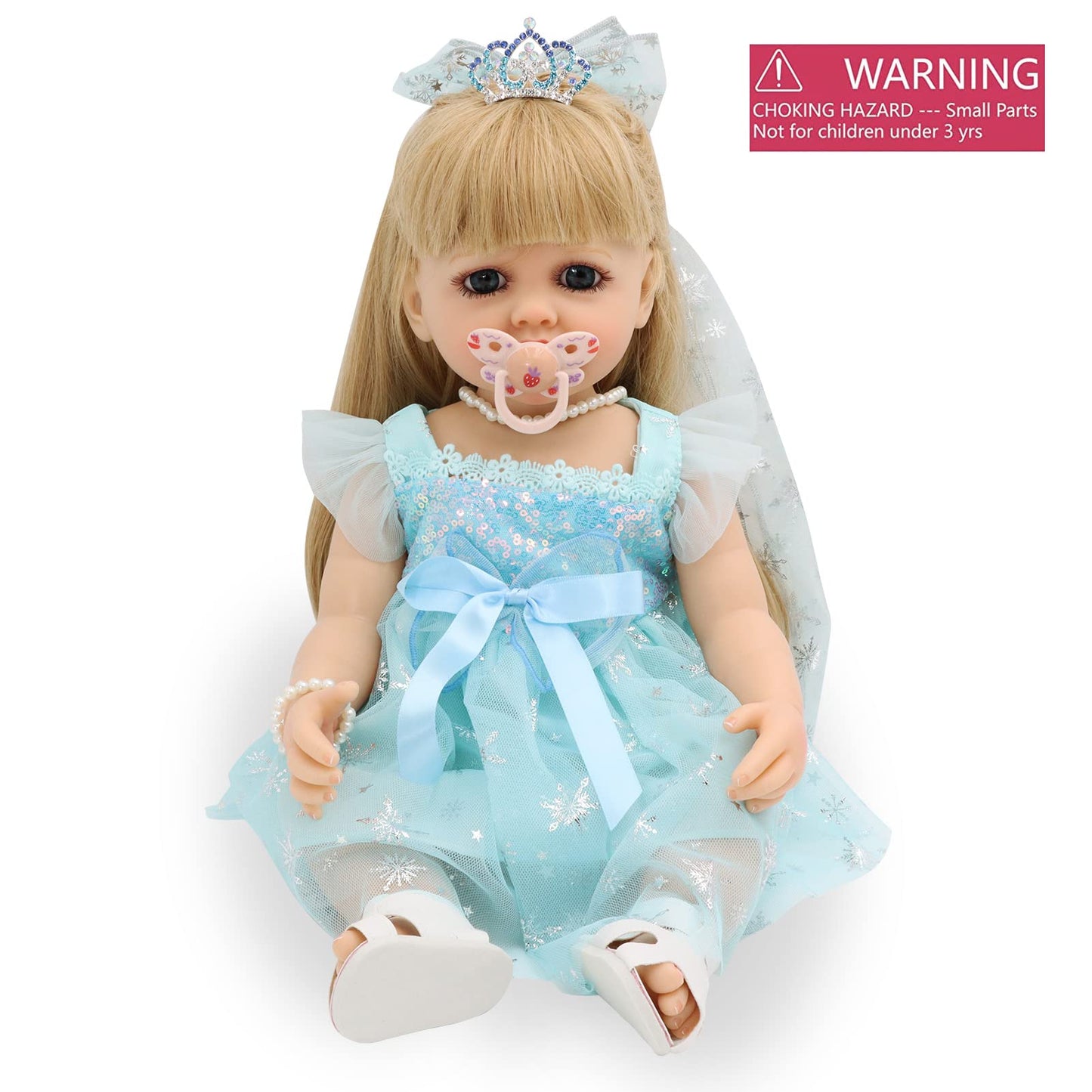 JRLCGYP Realistic Baby Doll, 22 Inch Lifelike Reborn Baby Dolls Silicone Full Body with Princess Dress, Long Hair Weighted Toddler Doll Toy Birthday Gift Set for Over 3 Years Old