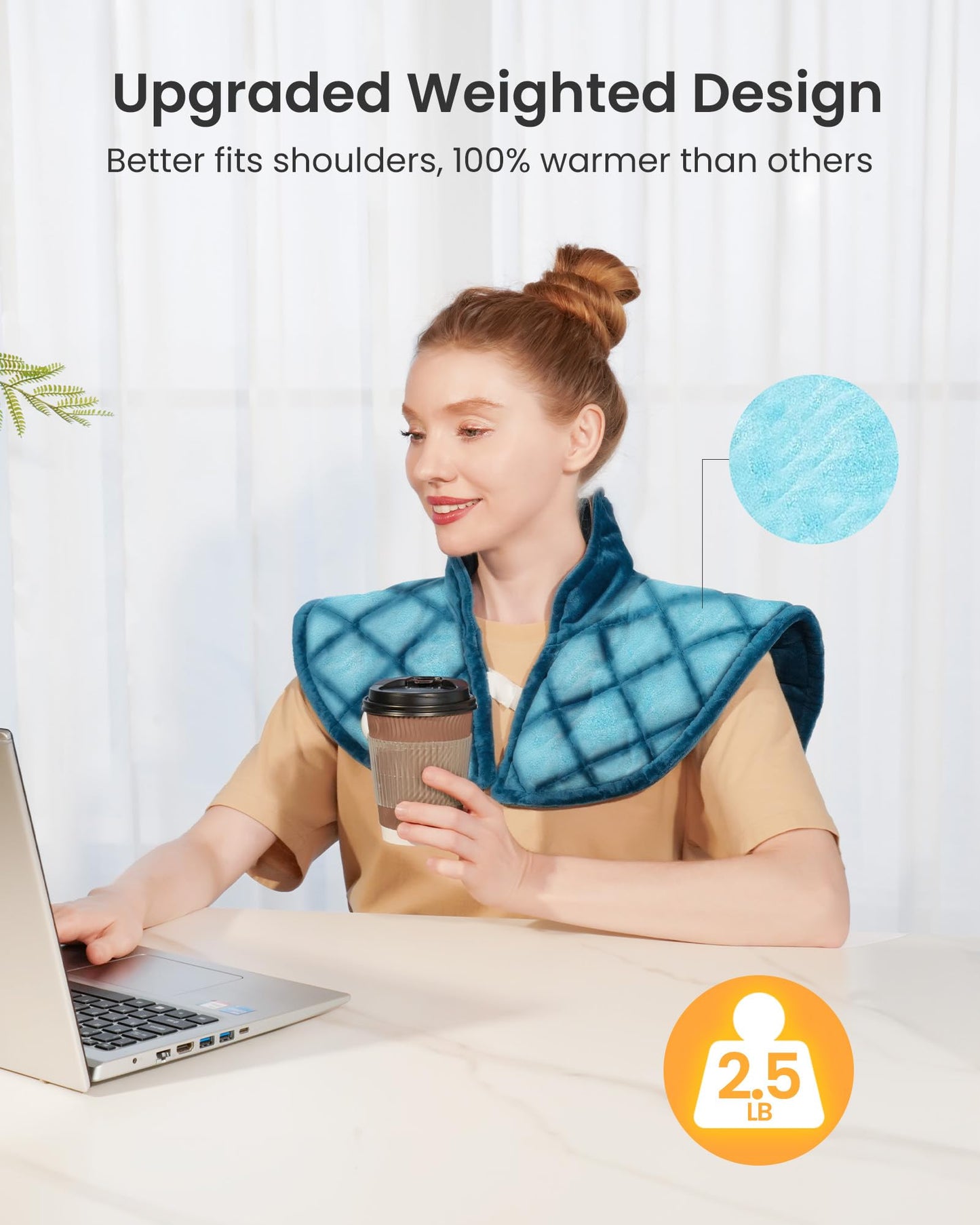 Weighted Heating Pad for Neck and Shoulders and Back, 2.5lb Electric Heat Pad for Pain Relief, Shoulder Heating Pad with 5 Heat Settings, 4 Timer Settings, Valentine's Day Gifts, UL, CE Certification