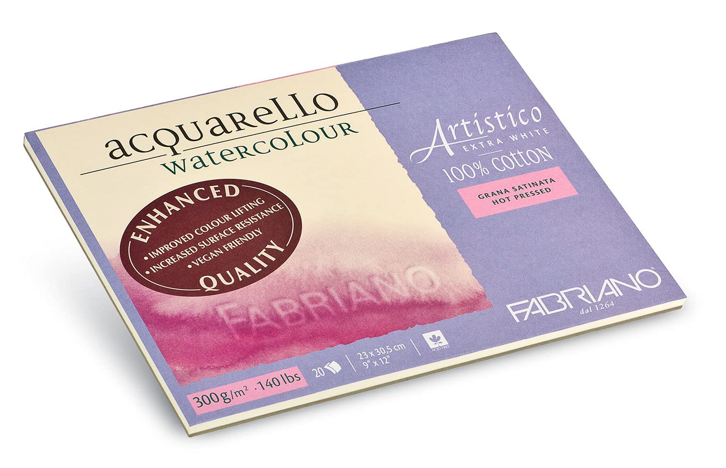 Fabriano Artistico Watercolor Block, 9 x 12, Extra White