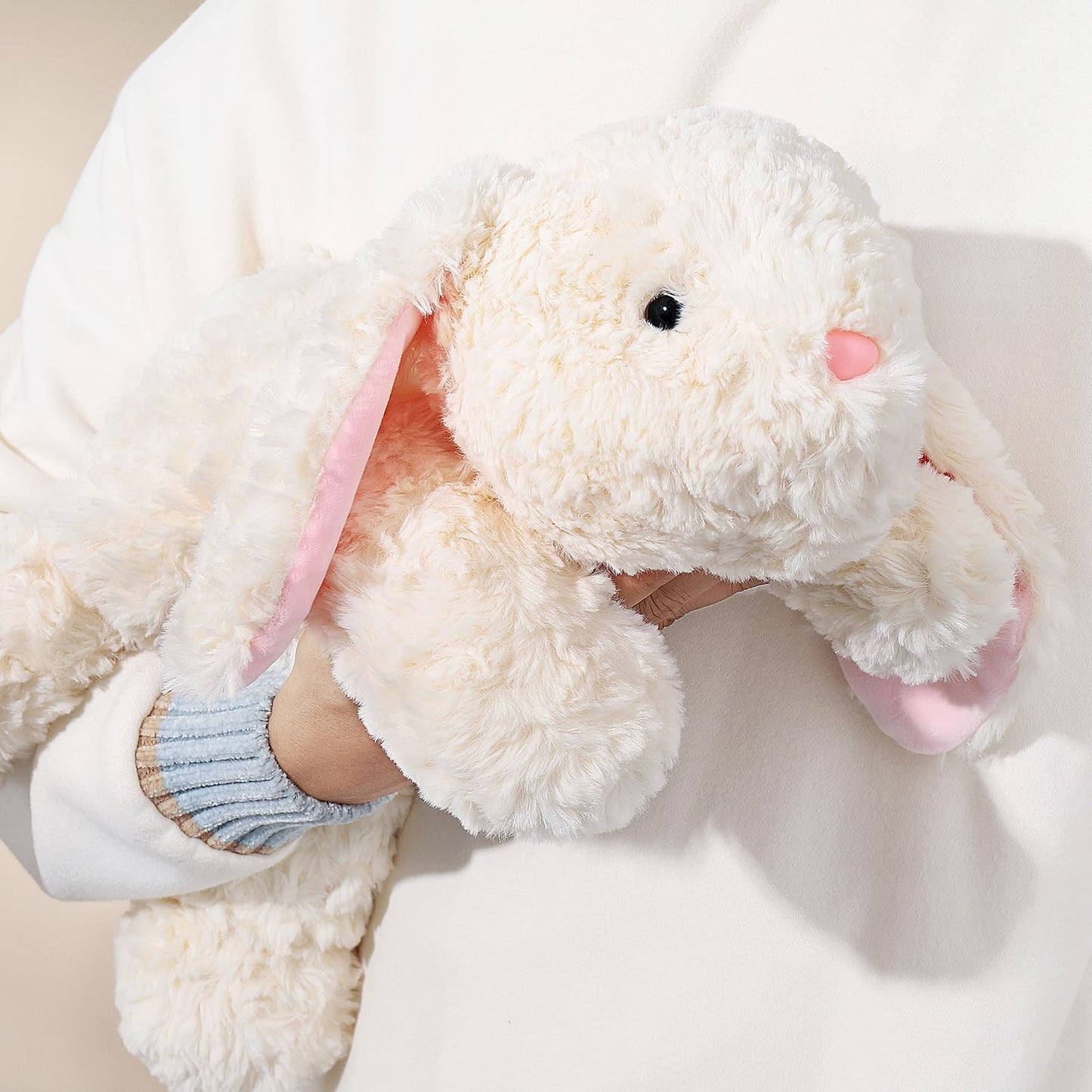 IFX24 Soft Weighted Bunny Stuffed Animal 20.5" 2Lbs, Sturdy and Fluffy Beige Rabbit Plush Toy for Kids Cuddle, Cute Plushy Hugging Pillow Toy for Kids (20.5"x7.9"x5.9")