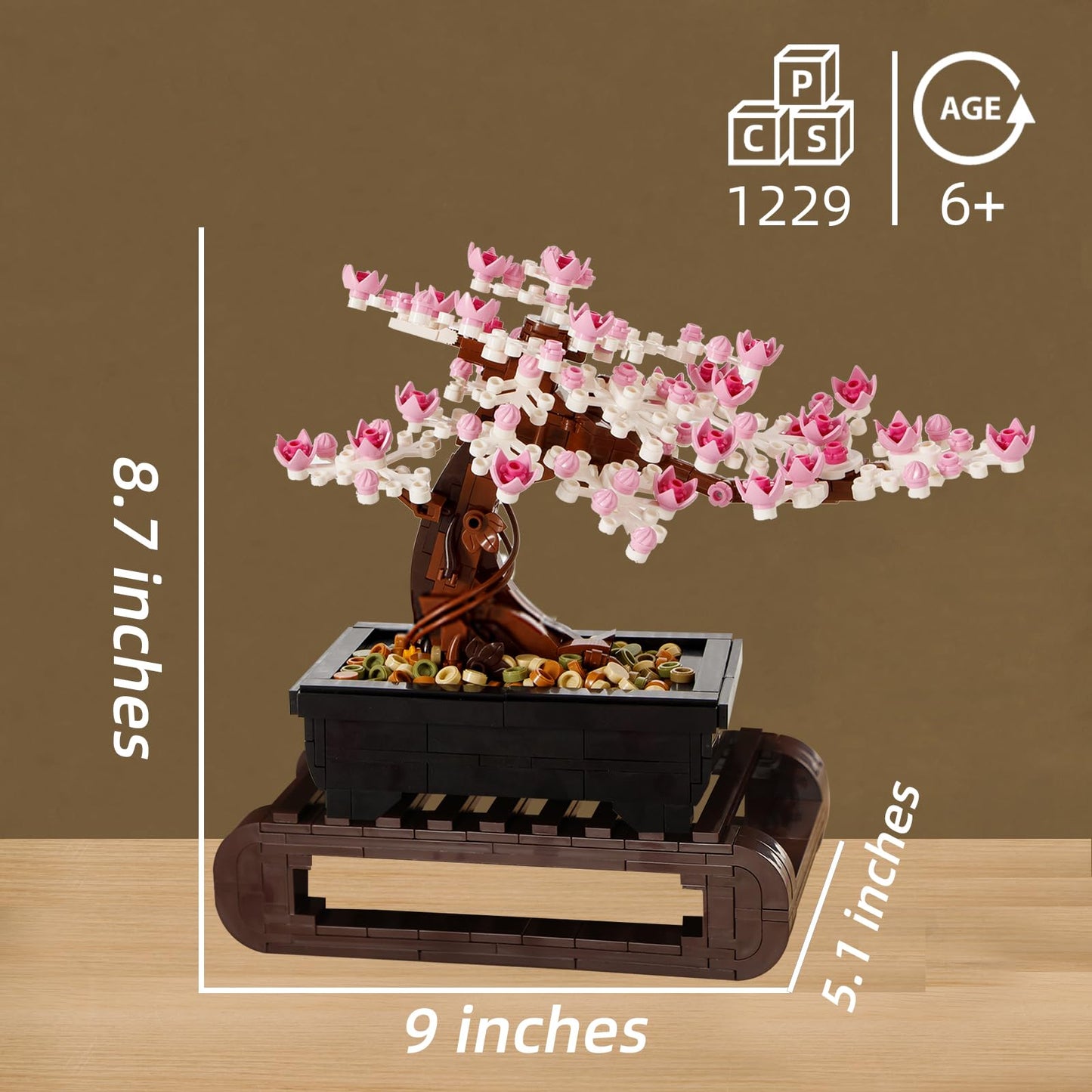 Cherry Blossom Tree Building Sets,Le-go Bonsai Tree Sets for Adults,3 in 1 Botanical Collection DIY Plant,Gift for Home Decor and Office Art