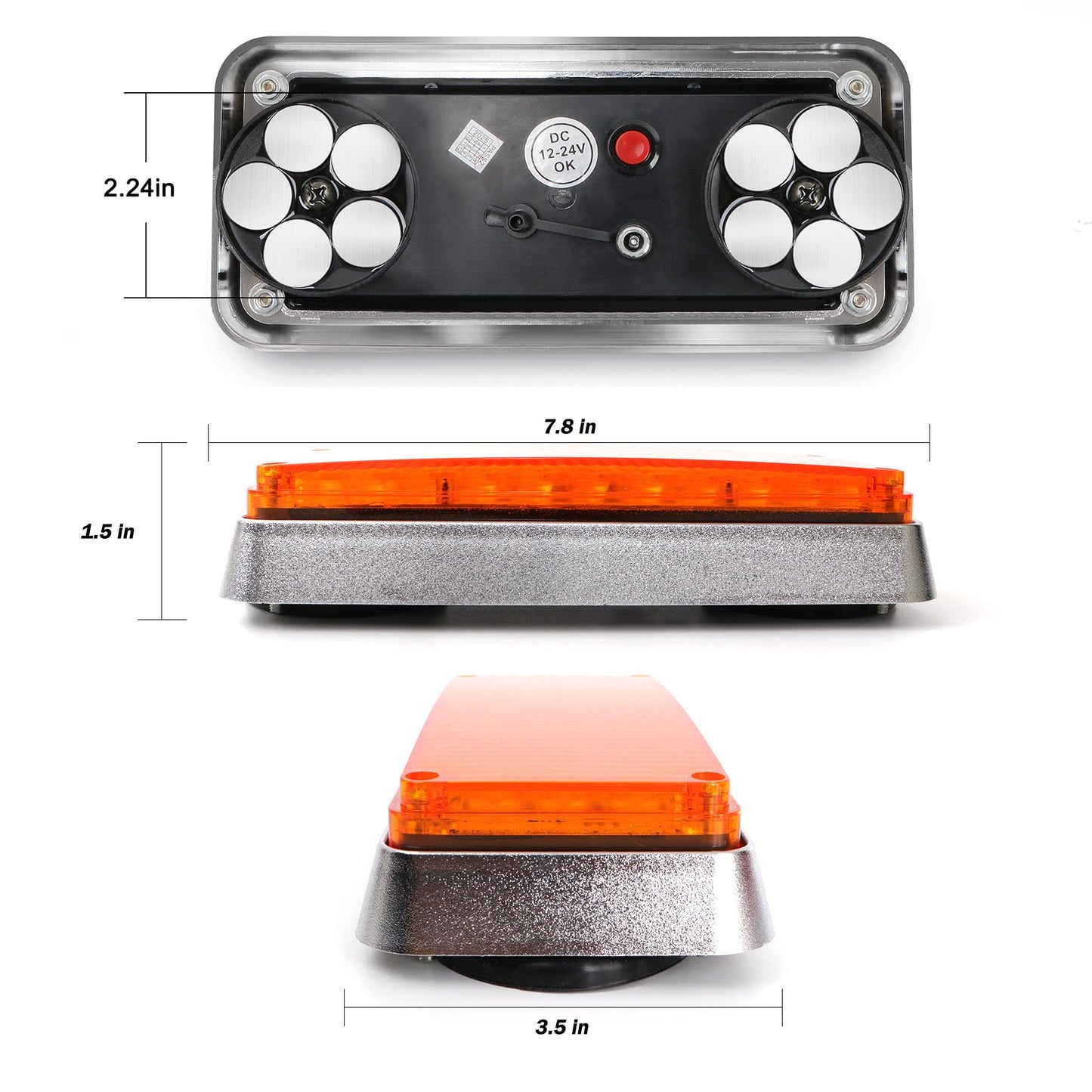 Upgraded 2pcs Magnetic Strobe Flashing Hazard Amber beacon Lights for Trucks Trailer Vehicles Wireless Portable 42 LED Trailer Tail Plow Marker Warning Rechargeable Overside Road Light 5 Patterns