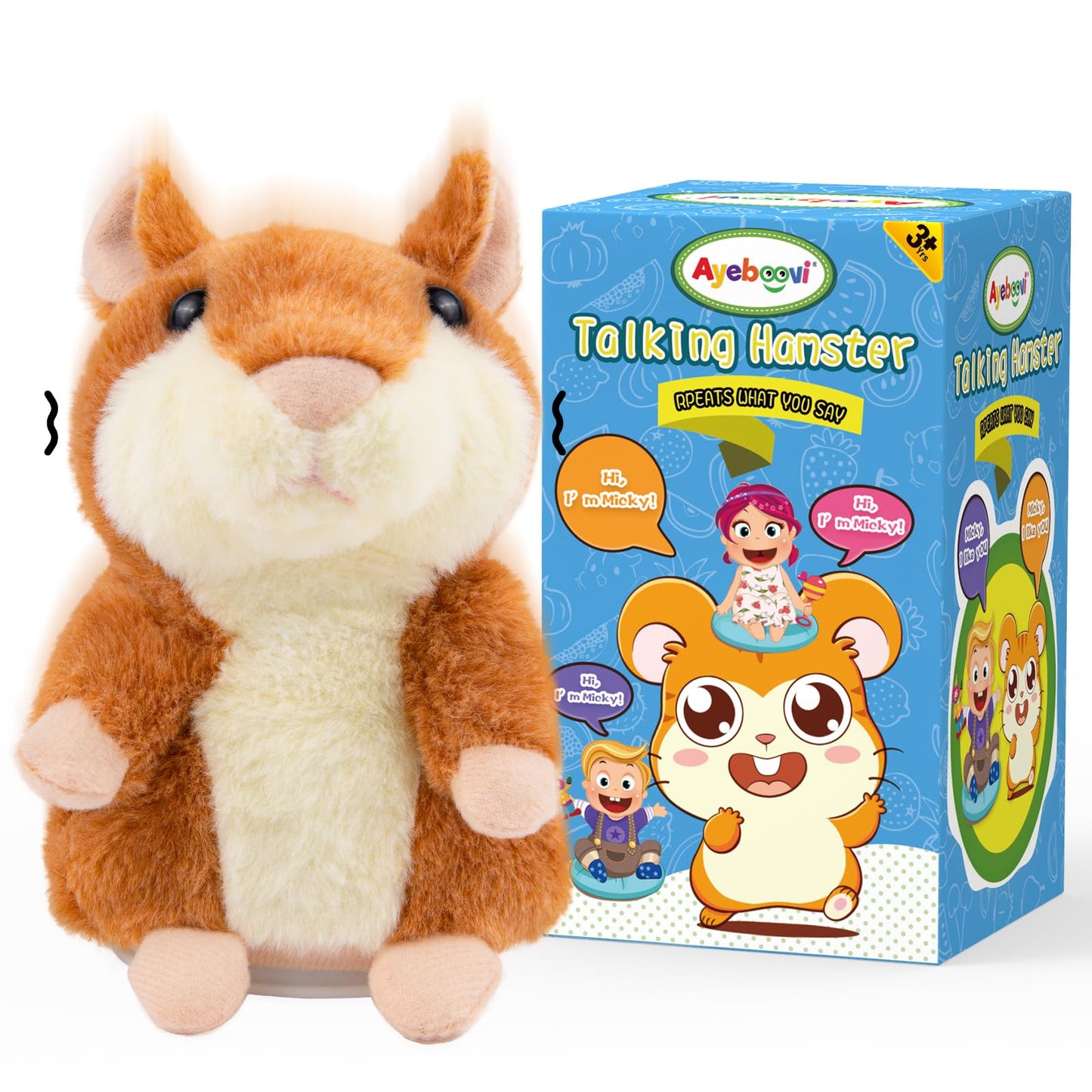Ayeboovi Toddler Toys Talking Hamster Repeats What You Say Interactive Plush for Babies Interactive Games Birthday Gifts for Kids Boys Girls Ages 3 4 5 6