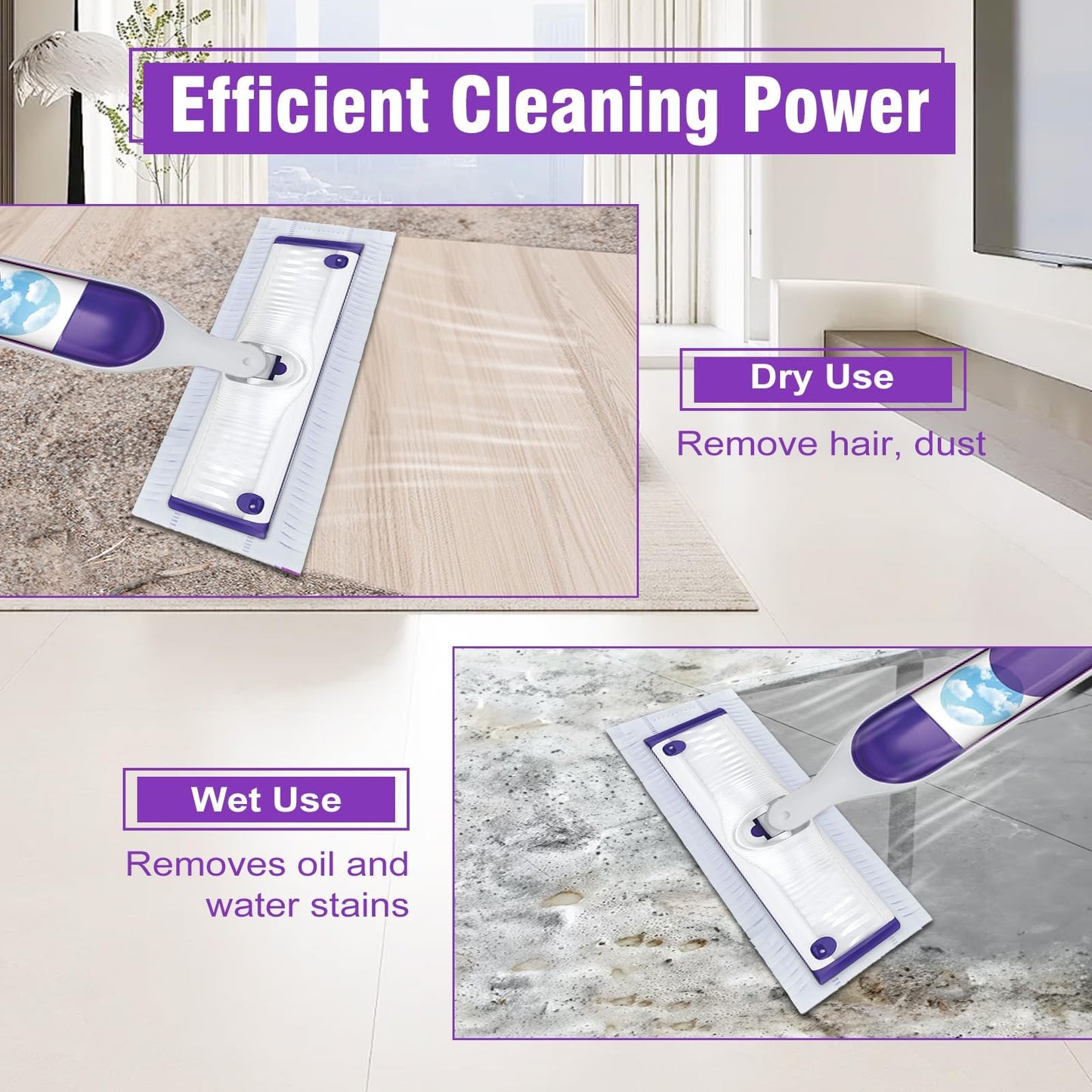 50 Count Disposable Power Mop Pads for Swiffer PowerMop, Unscented Power Mop Refills for Multi-Surface Floor Cleaning, Repalcement Mopping Pad Refill