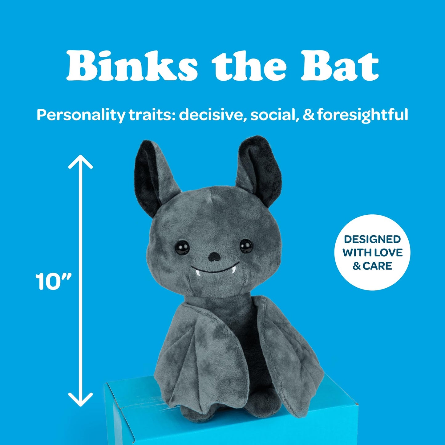 send a friend Binks The Bat Stuffed Animal Care Package, Someone Loves You Box, Great Gift for Any Reason (Miss You Notecard)